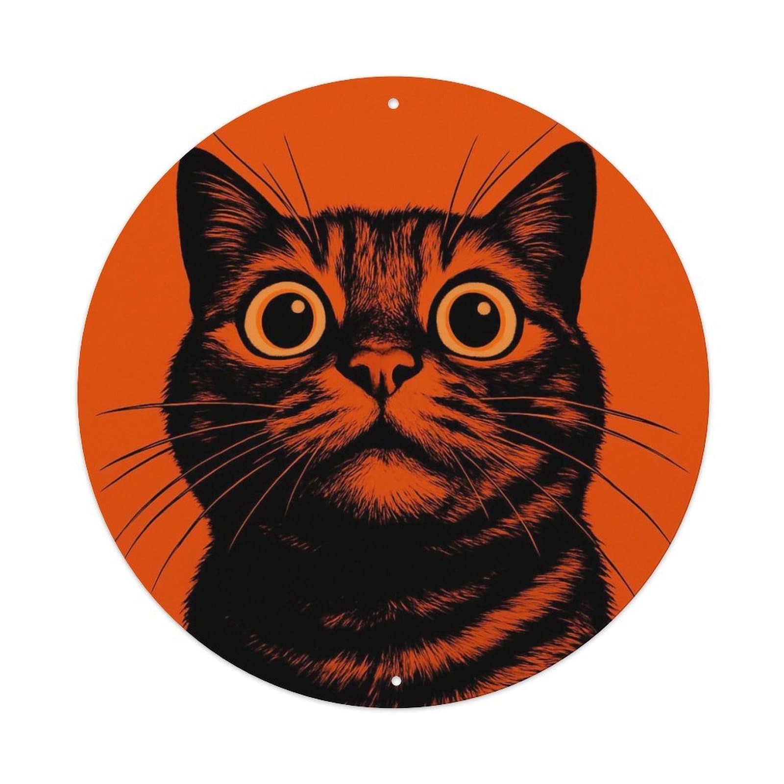 Animal Tabby Cat Cute Surprised Expression Vintage Metal Tin Sign Plaque Wall Decor for Cafe, Club Bar, Office, Garden Metal Poster 8x8Inch