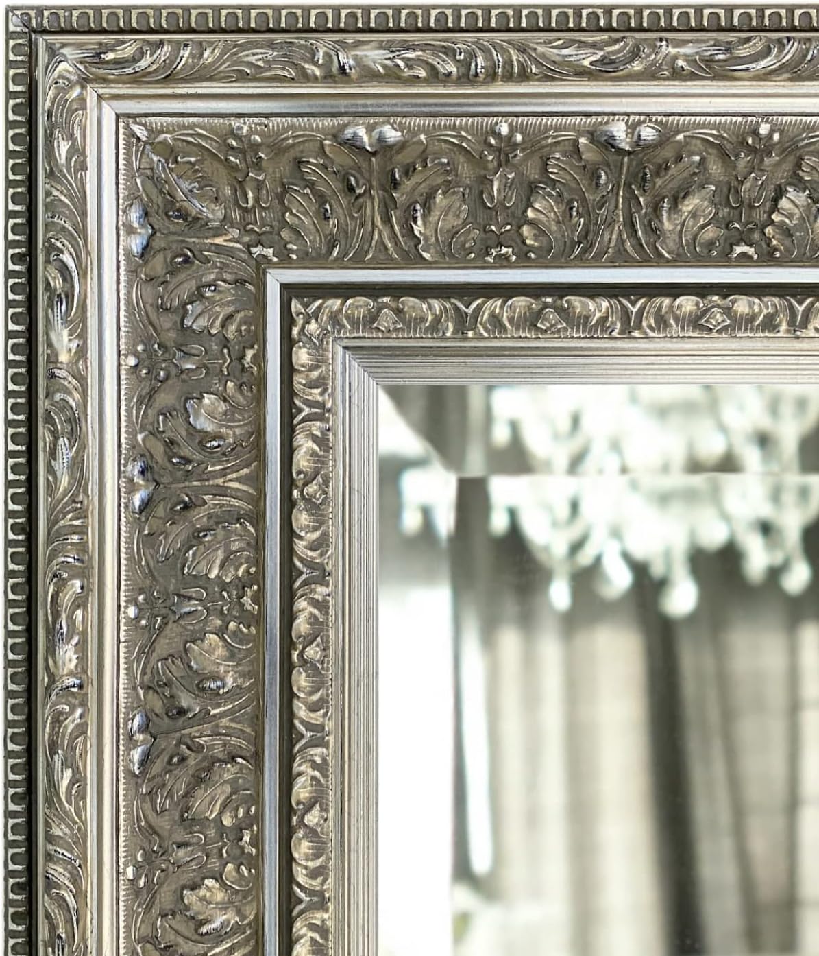 Elegance Ornate Embossed Wood Framed Wall Mirror (31" x 43", Silver Gold)
