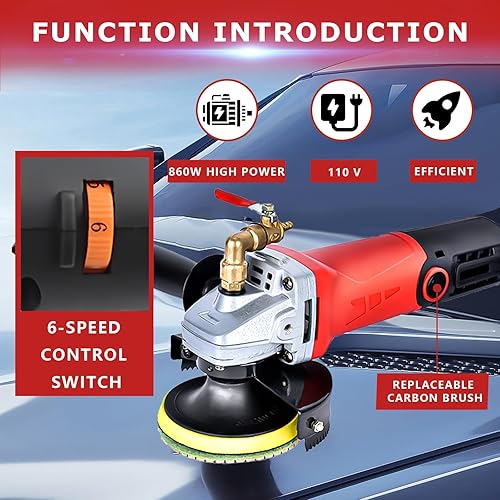 Miniatura 2 de iMeshbean Pulidora húmeda, máquina de pulido de bajo ruido de velocidad variable de 860 W/110 V con almohadilla de pulido de diamante de 4 pulgadas,