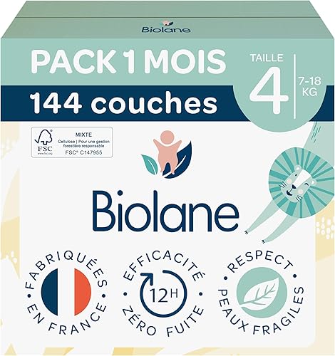 Couches Biolane T4 lot 144 fabriquées en France