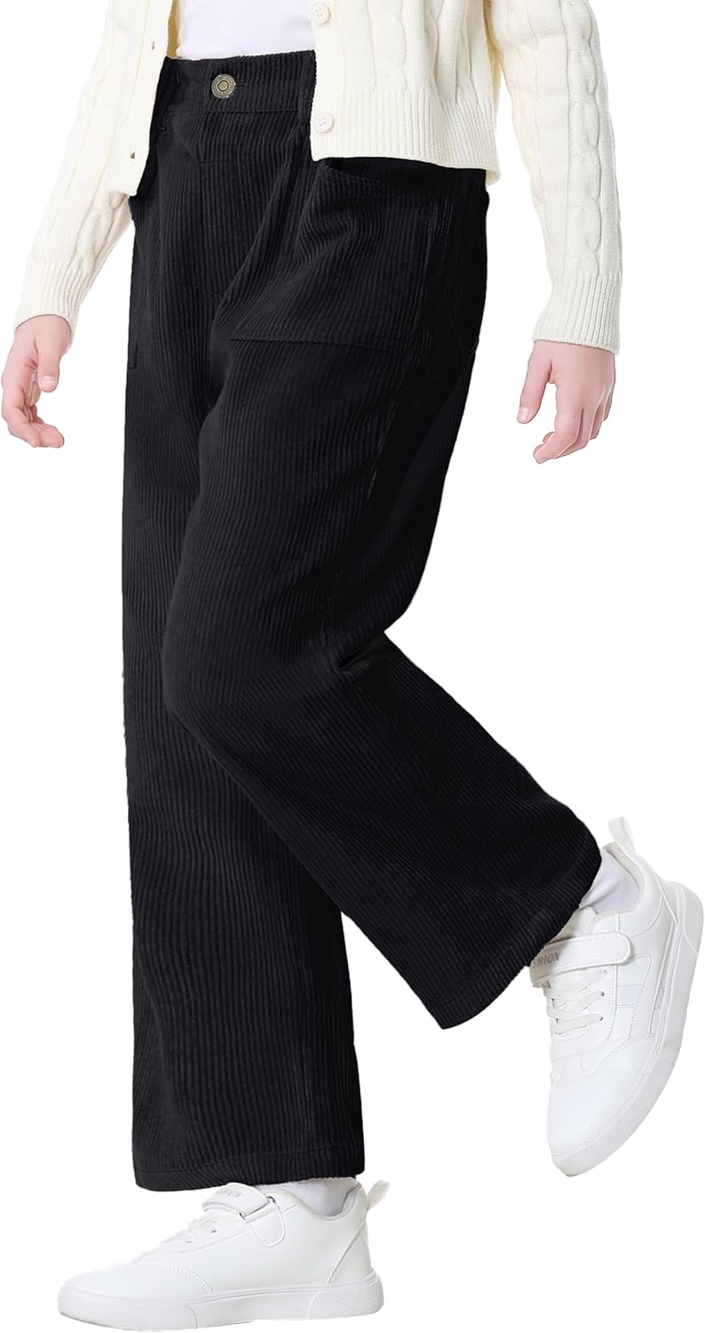 Rolanko Girls Wide Leg Corduroy Pants High Waist Trousers Vintage Kids Pants Streetwear Casual 4-12 Years - Image 7