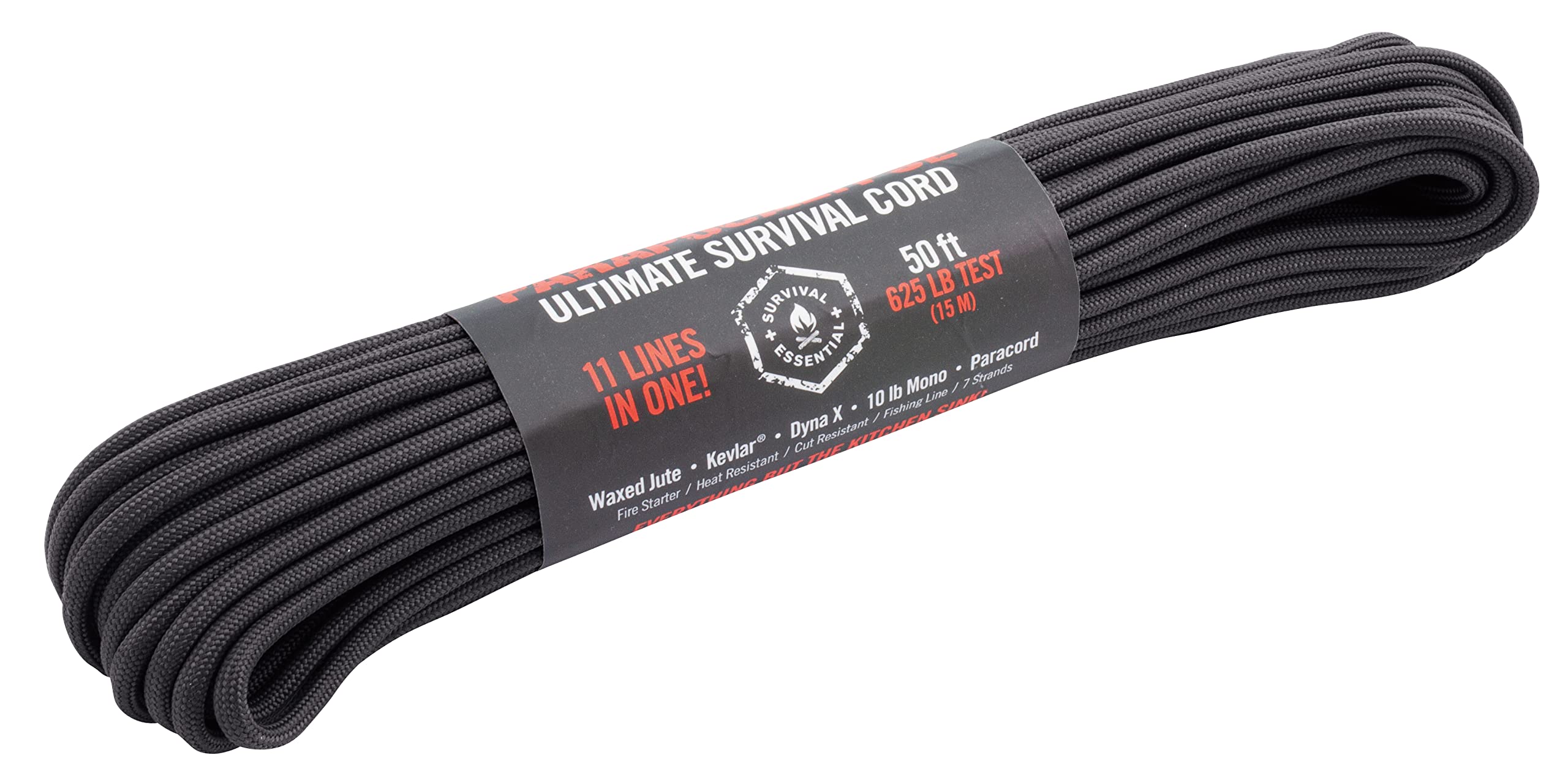 Atwood Rope Parapocalypse Ultimate Survival Paracourd Seil 50ft (Schwarz)