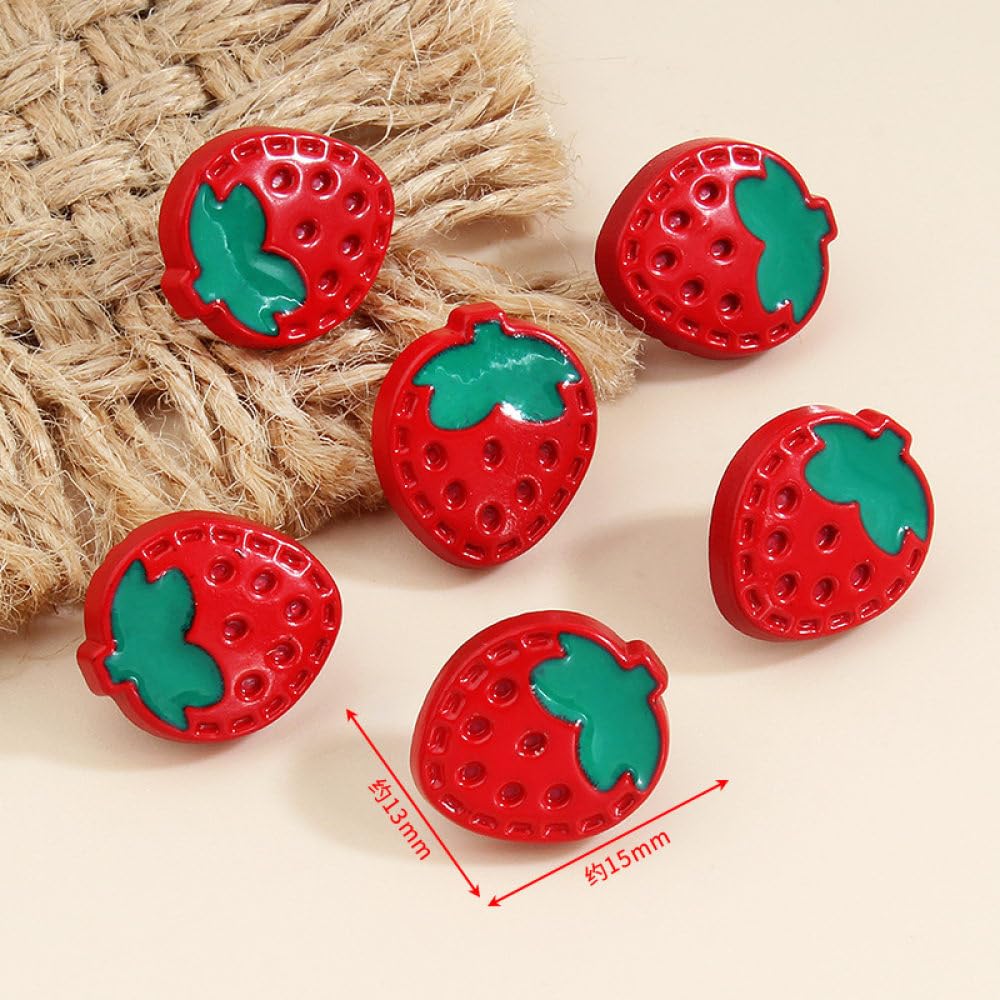 30 Stück erdbeerförmige Knöpfe mit Schaft, for Kleidung, Strickjacken(Red)