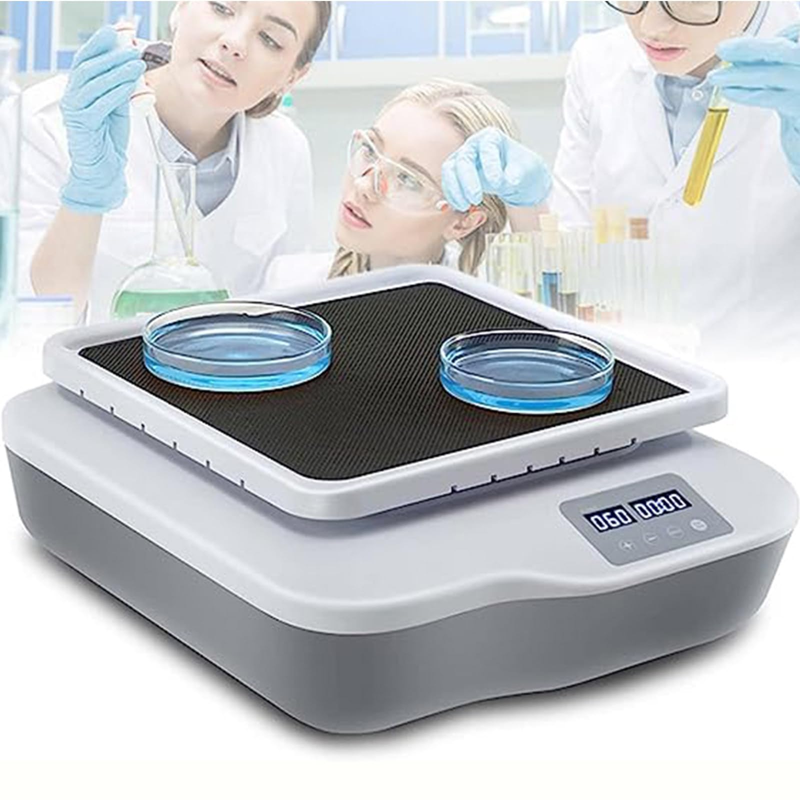 Agitador orbital digital, coctelera compacta de laboratorio con velocidad ajustable 40-200 rpm, pantalla LED para velocidad y tiempo, ideal para laboratorios y aulas