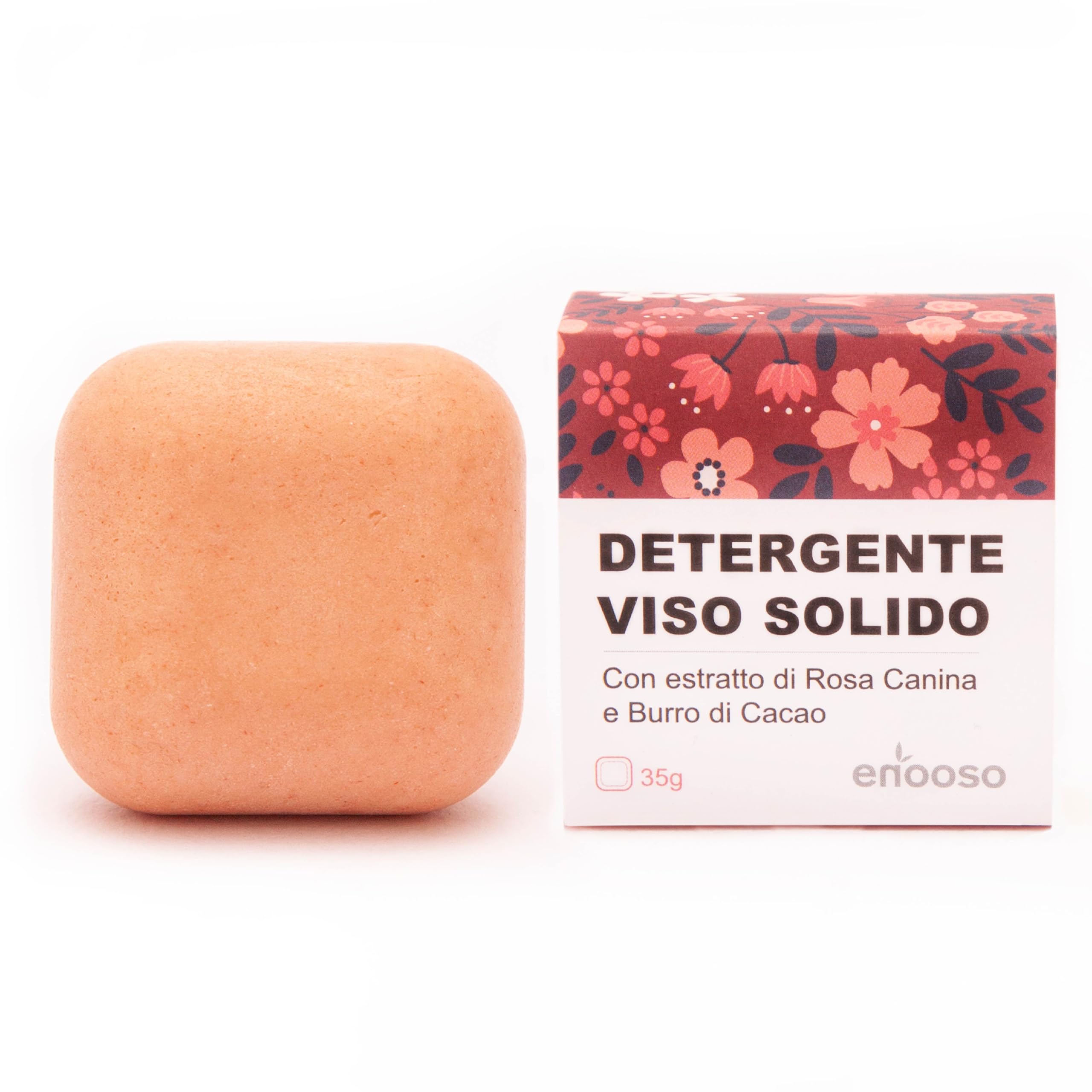 Enooso Mousse Limpiador Facial para Limpieza Diaria y Cuidado de la Piel - Sólido Desmaquillante y Purificante - con extracto de Rosa y vitamina C E - Iluminador, Natural y Vegano