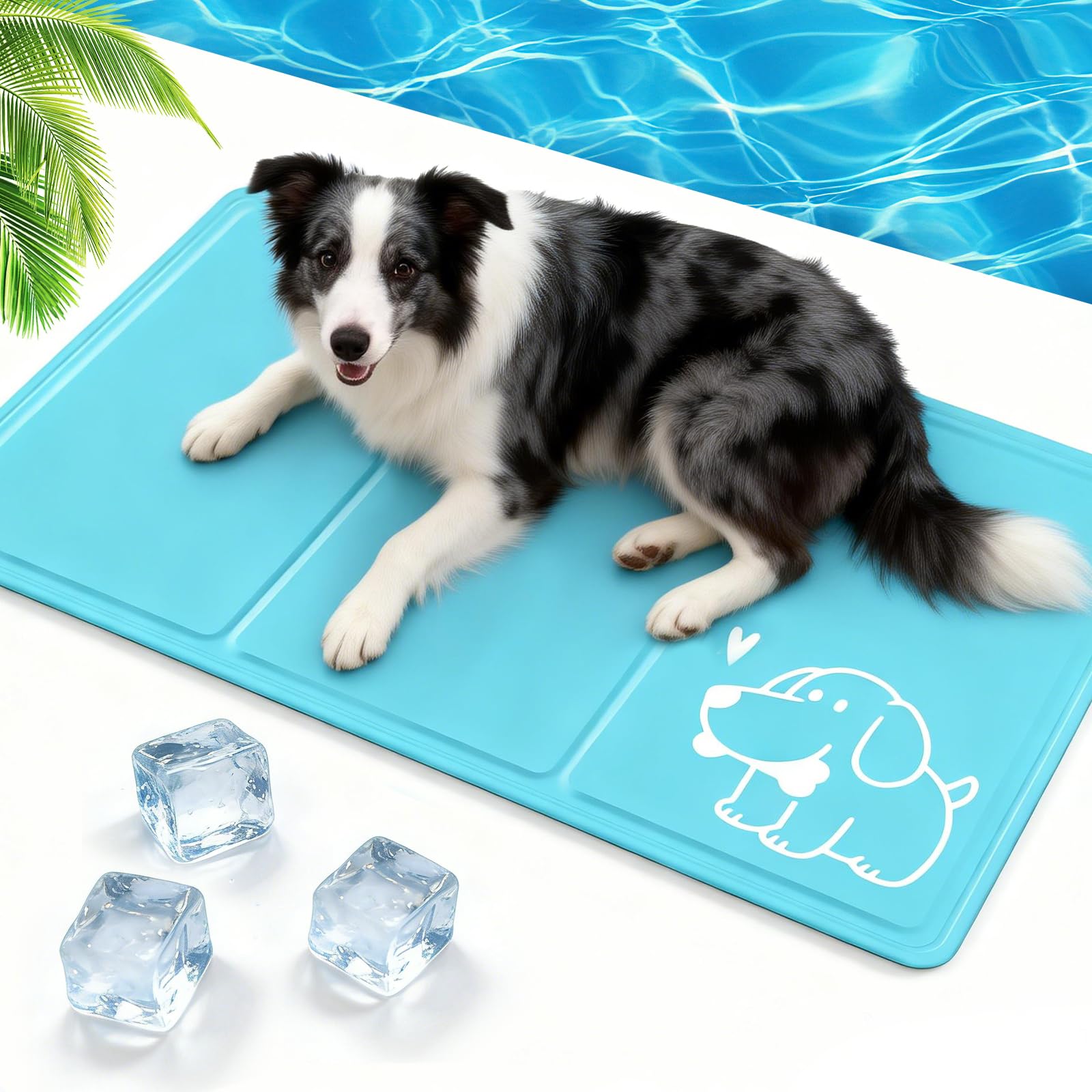 JONRRYIN Refreshing Mat for Dogs Cats and Cats 50 x 65 cm Self-Cooling Gel Mat Waterproof Foldable Easy to Clean for Dogs, Cats and Puppies (M)