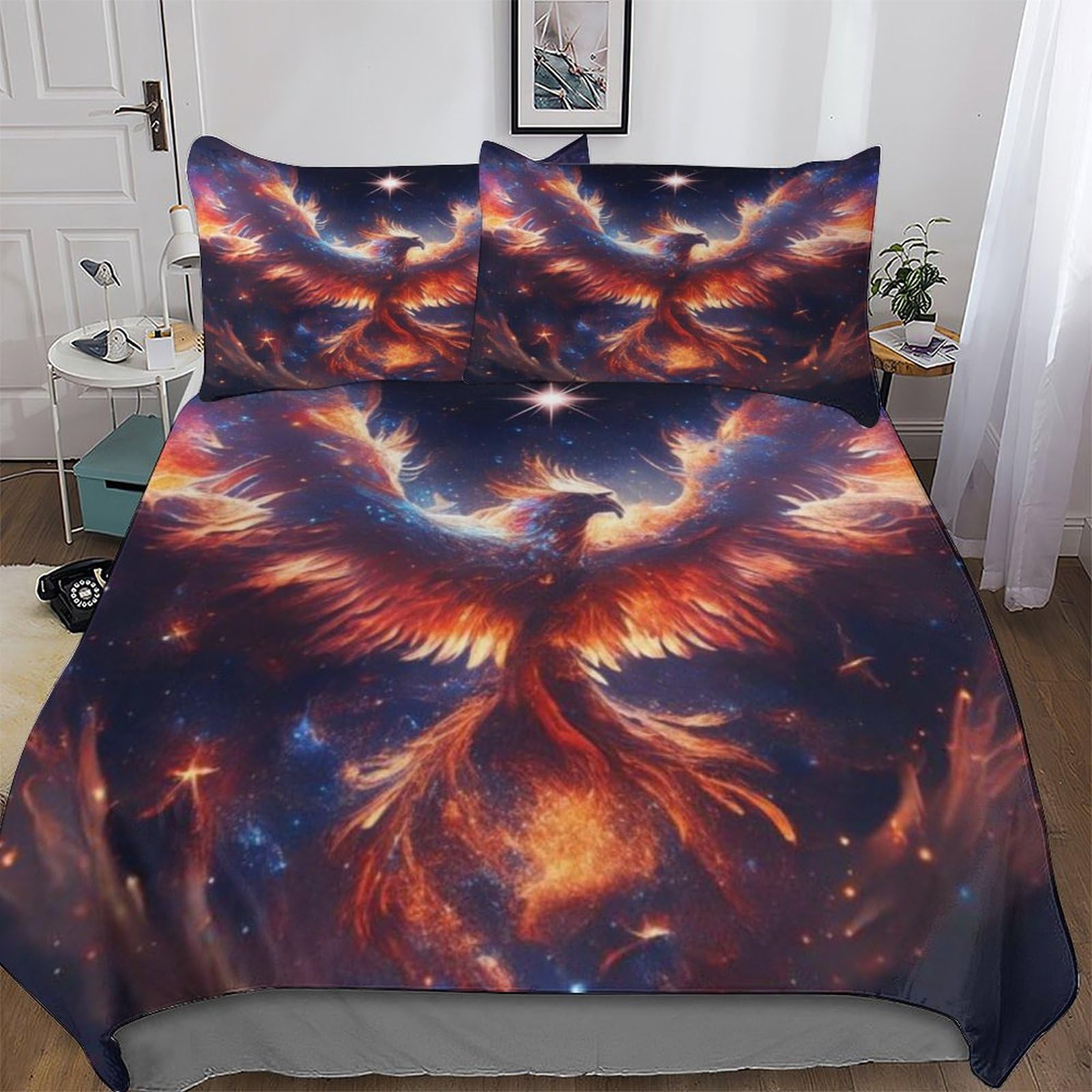 Housse de couette microfibre douce parure de lit 3 pièces Phénix 200x200cm