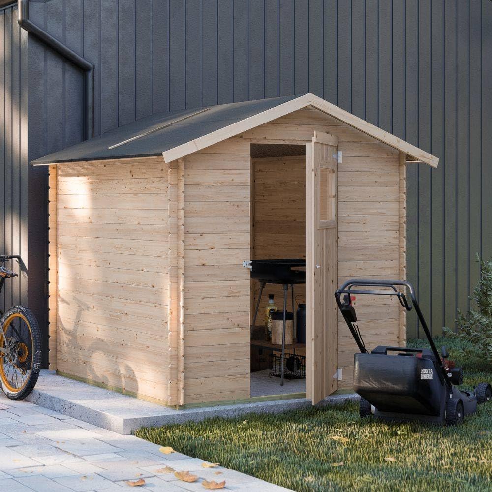 Casetta in Legno Debora 2x2 m con Porta Singola finestrata, capanno Porta Attrezzi in Abete Naturale, Kit Montaggio Incluso, Made in Italy