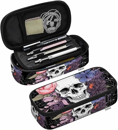 Miniatura 9 de Yekiua Portalápices de camuflaje de árboles realistas, ramas de hojas de roble verde y marrón, estuche de gran capacidad, estuche de maquillaje