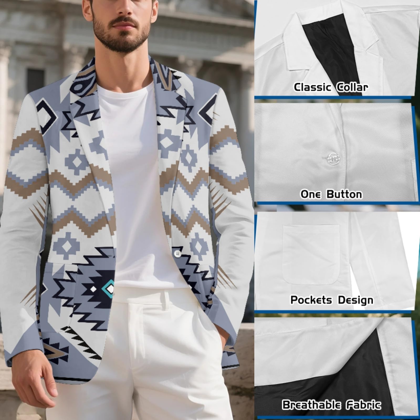 Binienty Completo da uomo, 2 pezzi, giacca e gilet regular fit per uomo | Gilet da uomo slim fit con cintura posteriore regolabile, leggero cappotto sportivo da uomo con un bottone e tasche