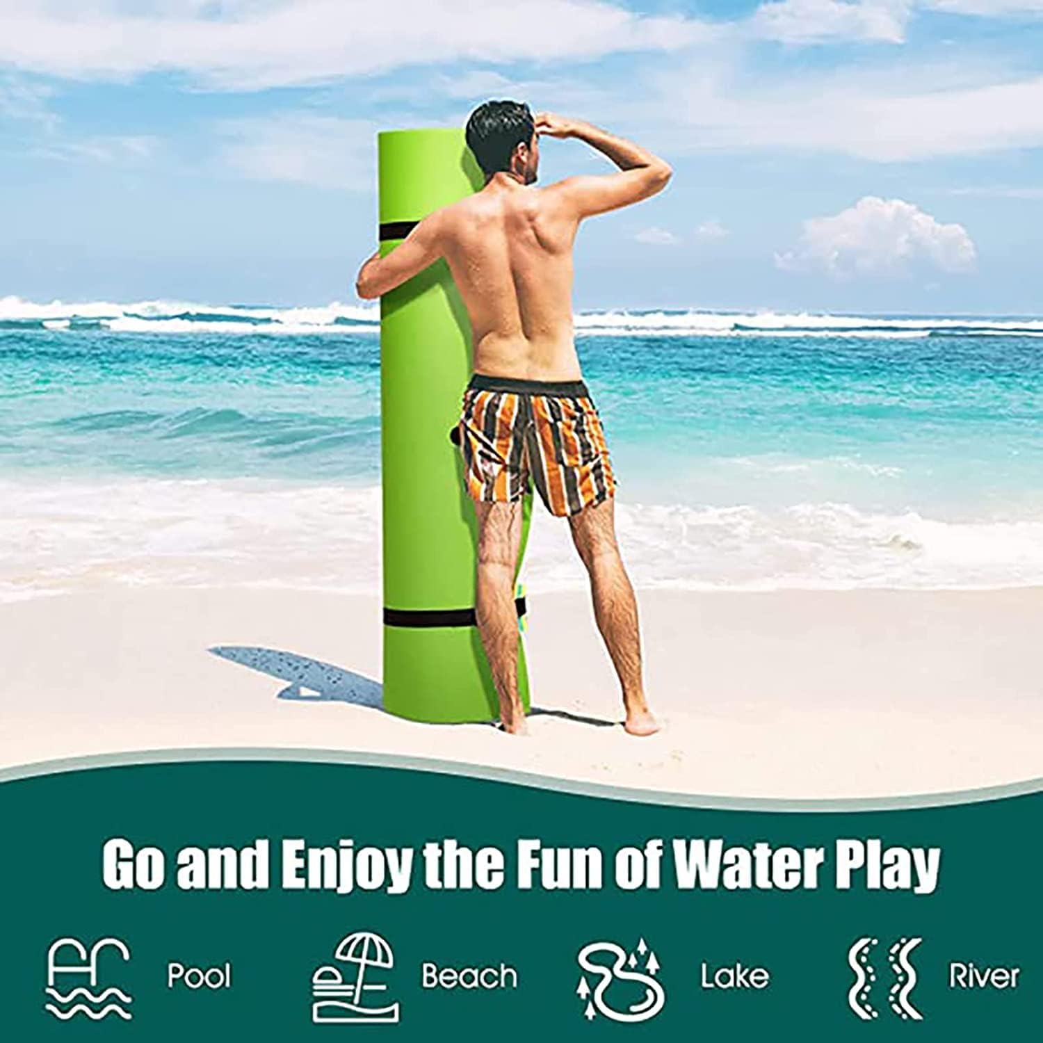 Schwimmende Wassermatte für See, reißfestes XPE-Schaumstoff-Pad für Kinder und Erwachsene, langlebige Wasser-Schwimmmatte für Pool, Strand und Outdoor-Spaß, perfekt für Entspannung und Spielen