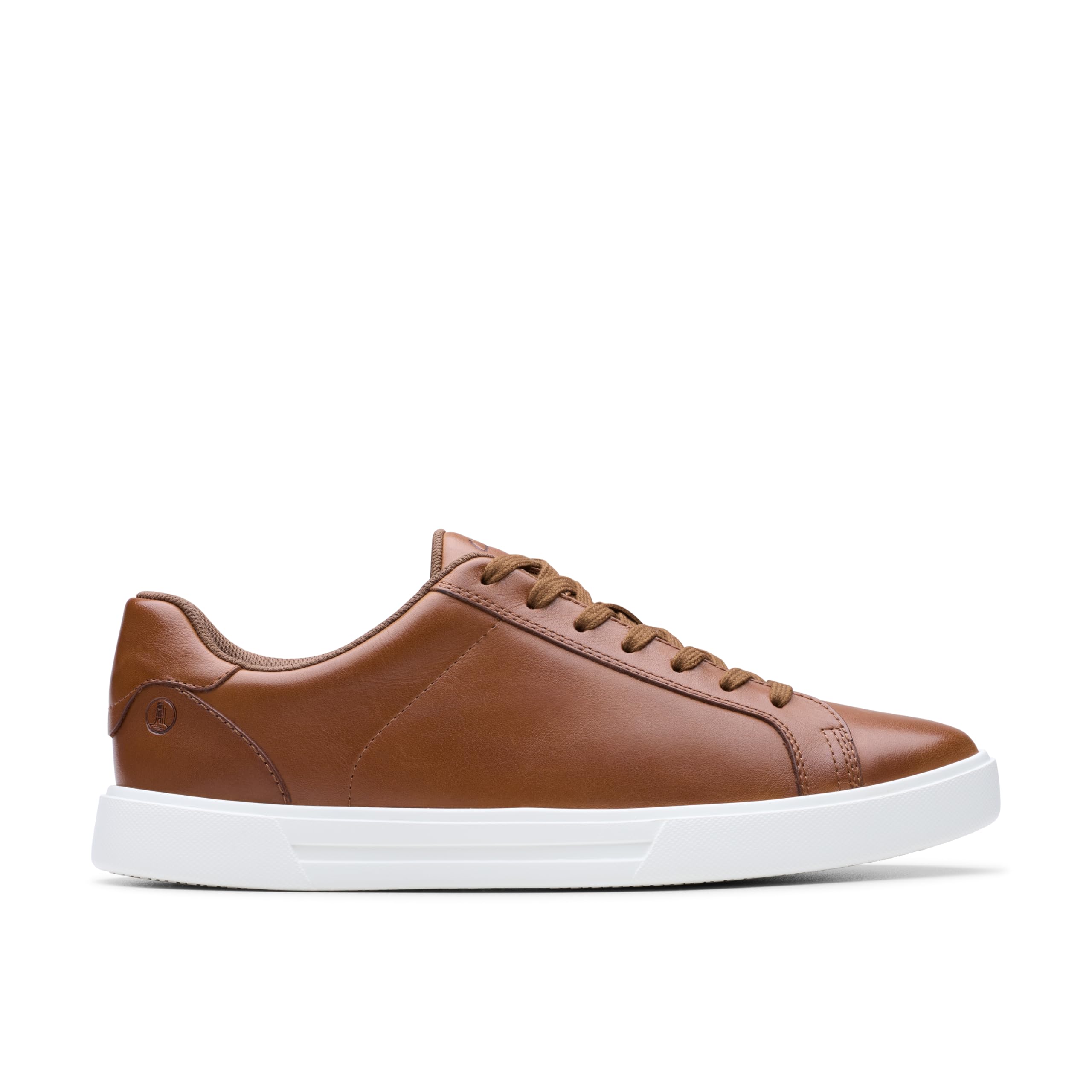 Clarks Men's Romsey Lace Tan Leather Trainers, Lace Up in Brown | Size: 6.5-Standard Fit