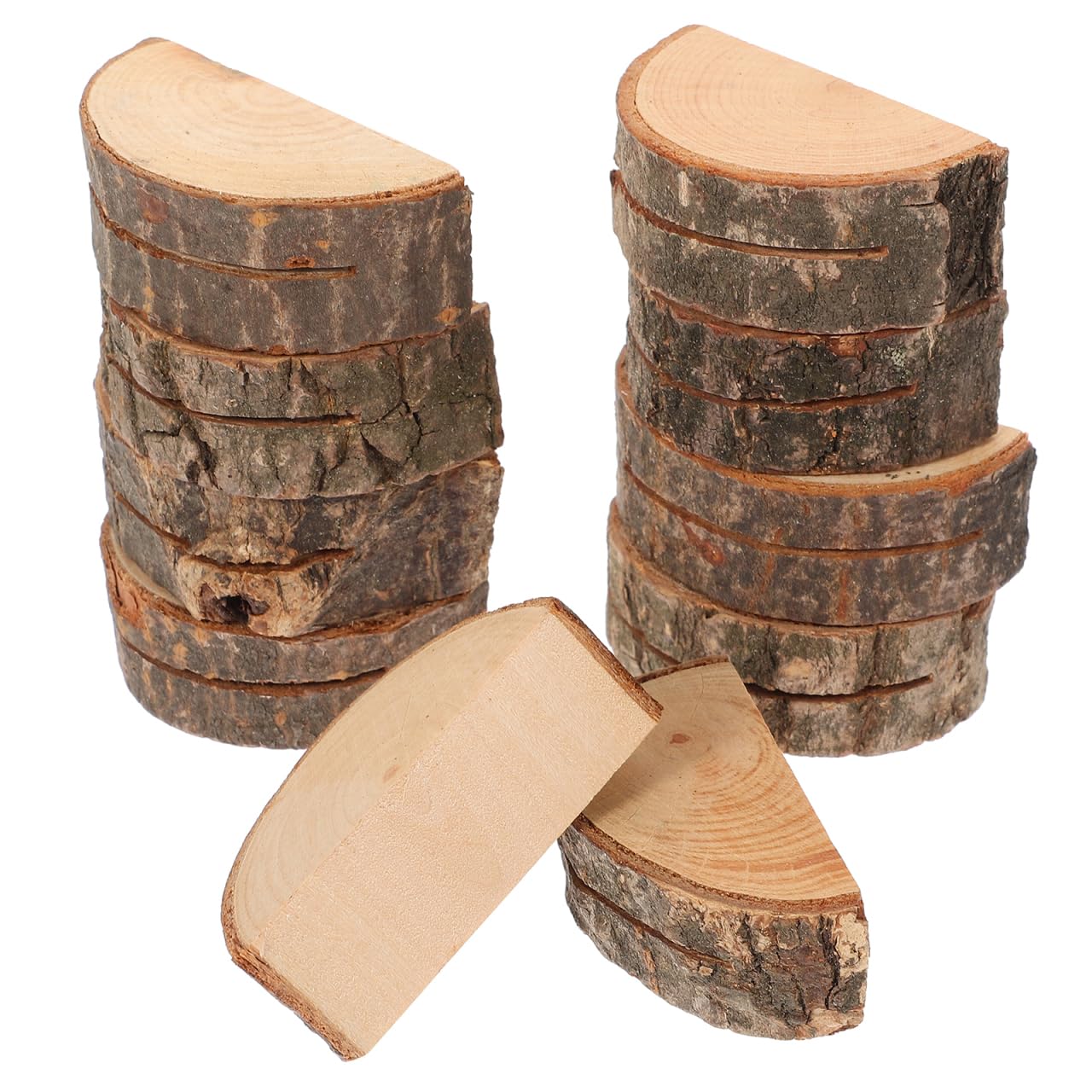 VILLCASE 10pcs Wooden Name Card Holders Half-round Display Stands for Notes Photos and Place Cards Rustic for Weddings Parties and Home Use