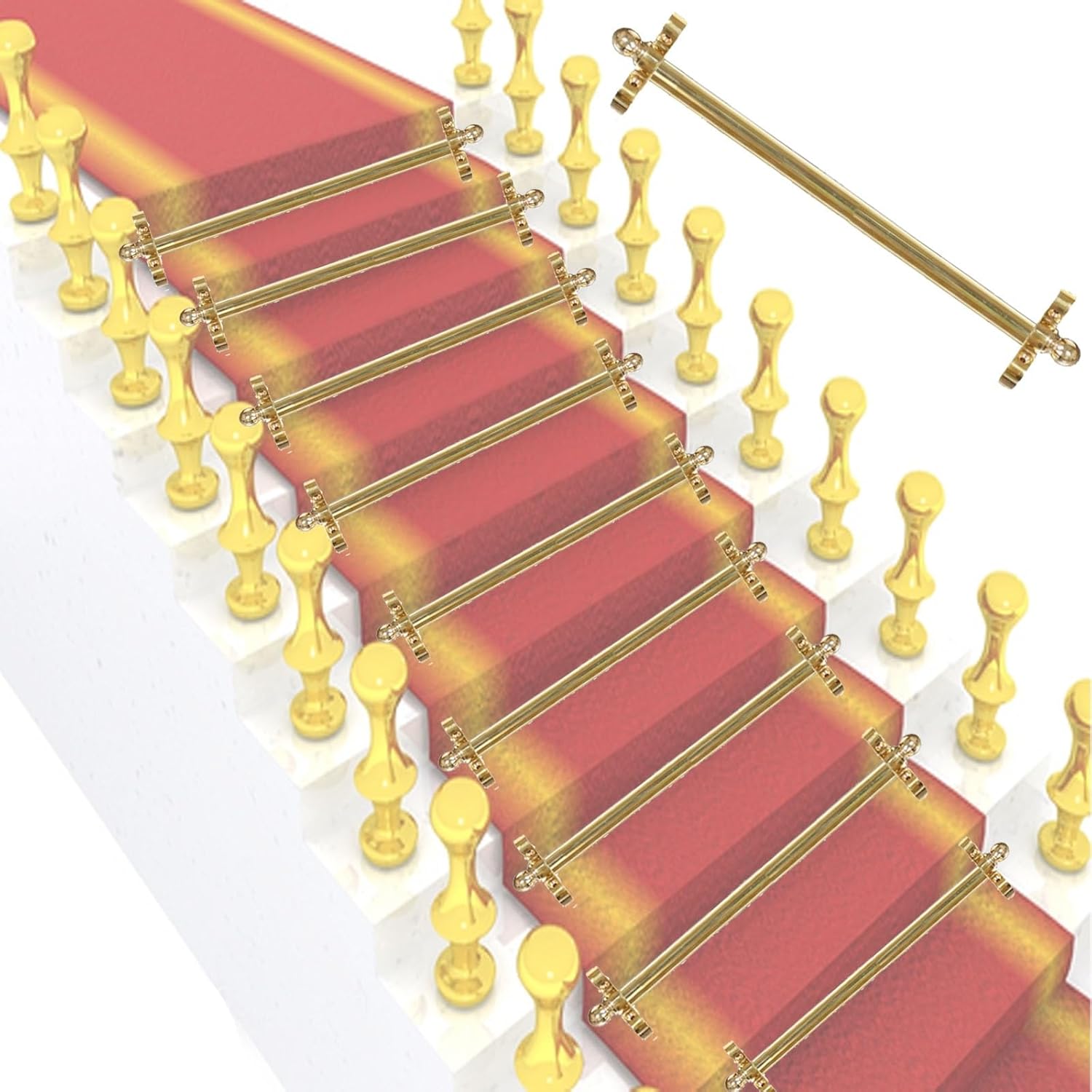 10 Packs Home Stair Rods for Carpet Runners Antique Brass, 48 46 44 42 40 38 36 32 30 28 Inches Decorative Stairway Rug Tread Tubular Bars for Wooden Steps, Easy Removable,Light Coffee-L38inch