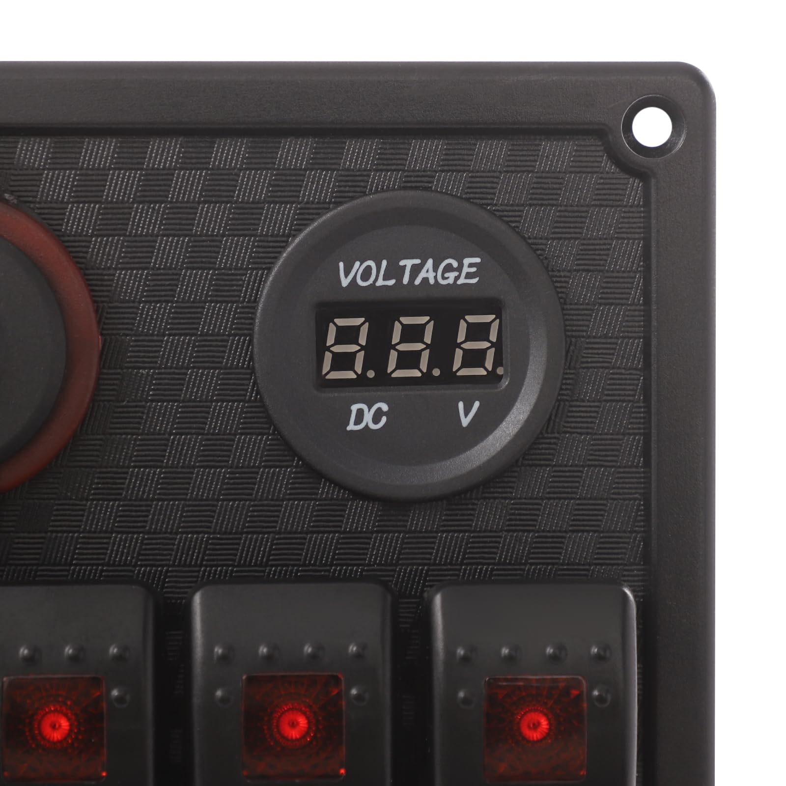 8 x wodoszczelny panel przełączników 12 V 24 V z woltomierzem i podwójnym USB, IP65, przełącznik dźwigienkowy, panel do łodzi, jachtów, samochodów kempingowych – czarny