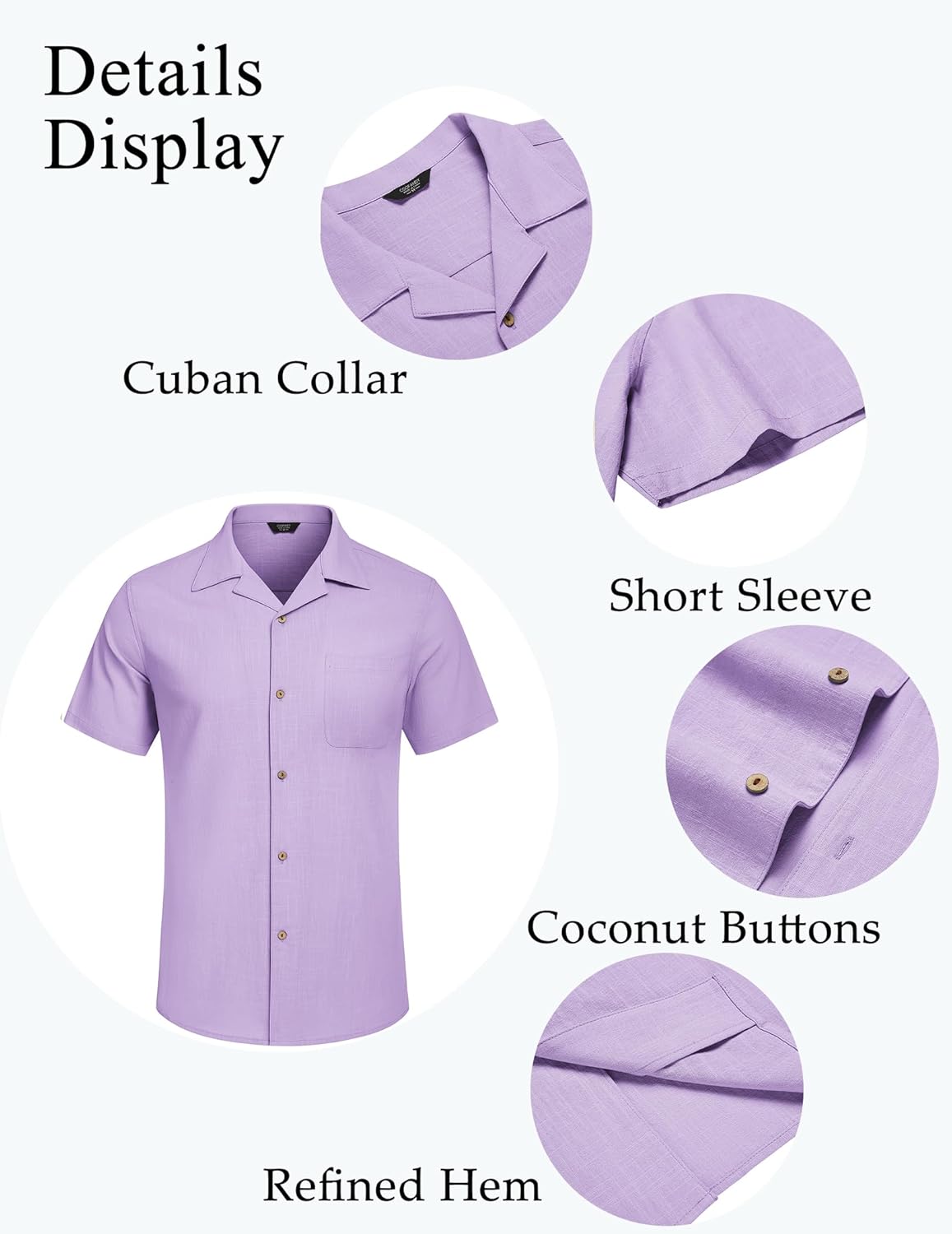 COOFANDY Mens Casual Cotton Linen Shirt Short Sleeve Button Up Shirts Summer Beach Top - Image 5
