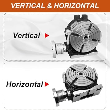 Rotary Table, 6 Horizontal Vertical Milling Table, 360 Precision, 4-Slot MT-2 Rotary Table for Milling Machine with Indexing Plates for Drilling Boring