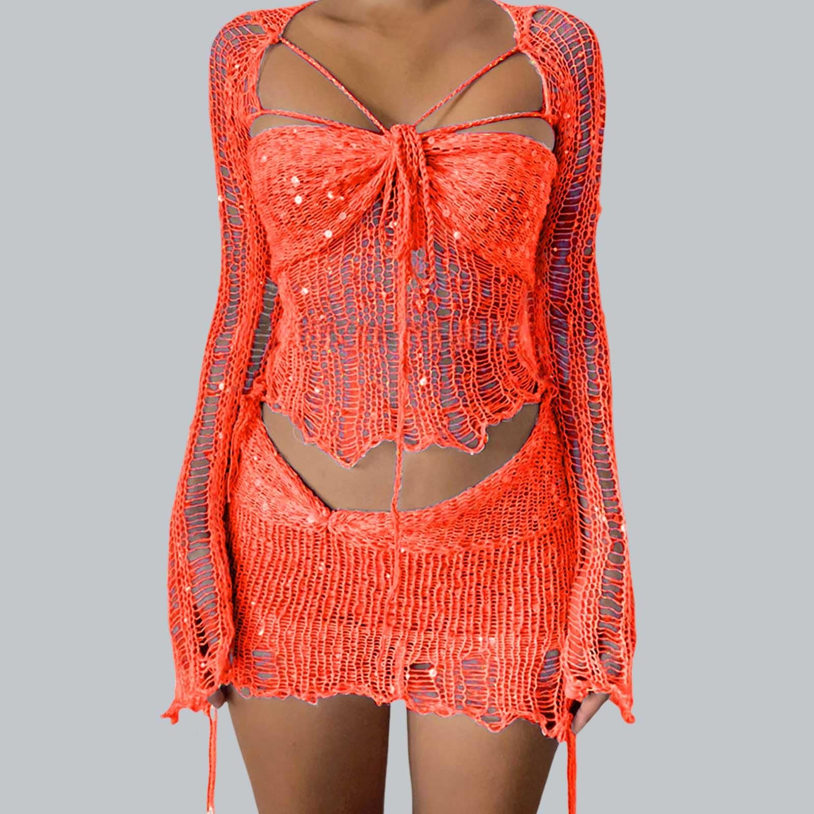 Generisch Set di vestiti sexy da donna, con paillettes, con fascia a tubo, un vestito e diversi abiti