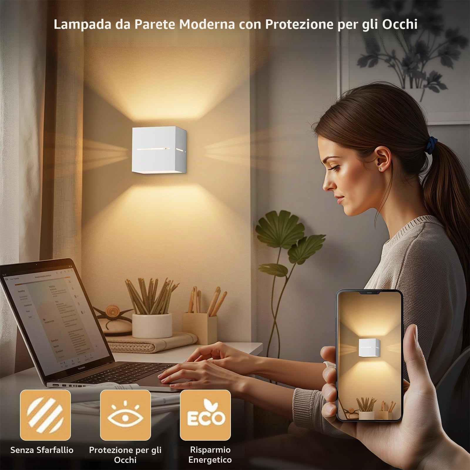 Klighten 2 Pezzi 5W Lampade da Parete per Interni Bianco Caldo 3000K Applique da Parete Con G9 Lampadina Sostituibile, per Portico, Scala, Corridoio,Balcone (Bianco)