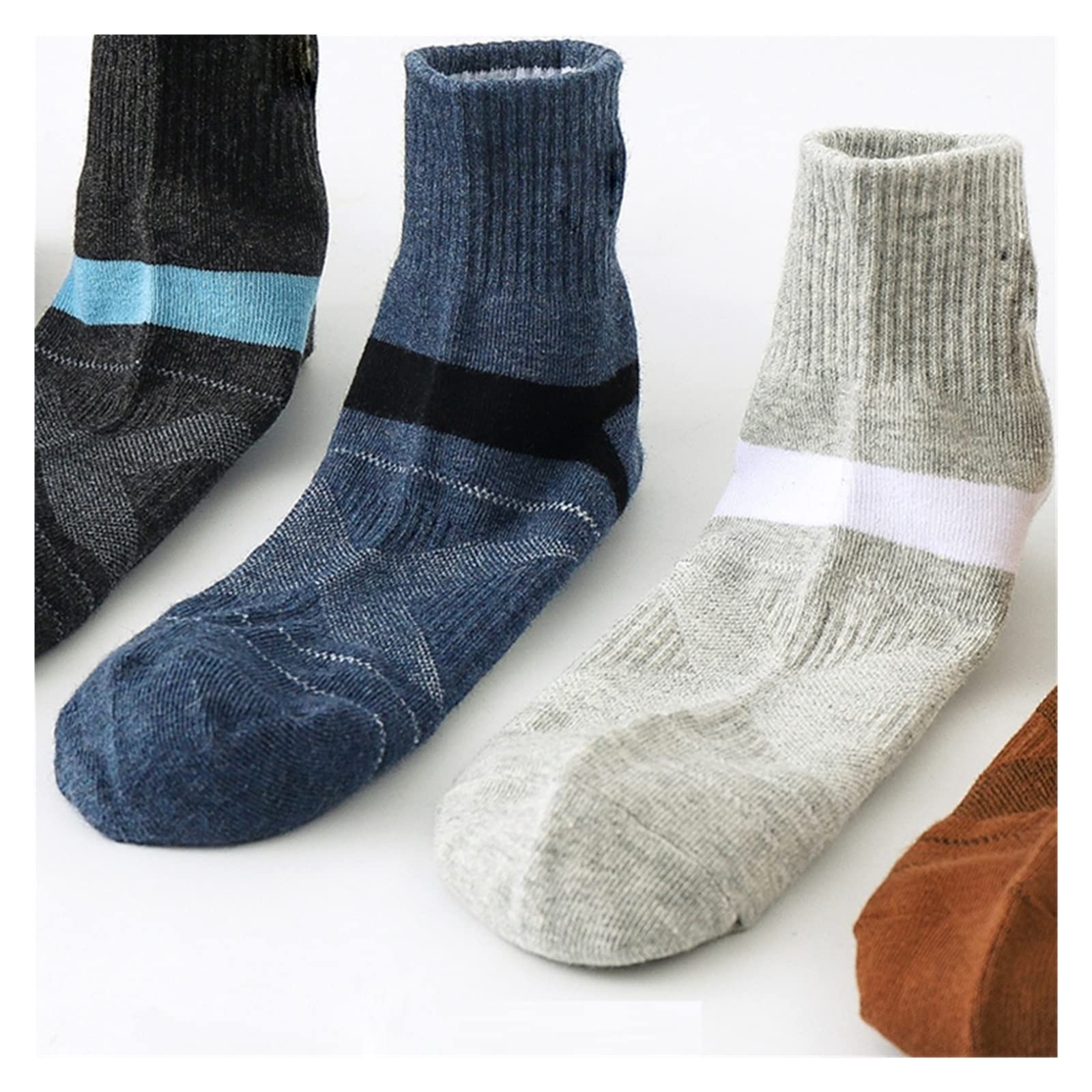 PAXAS Calzini per Gli Uomini Cotone Autunno Uomini Calzini Running Inverno Casual Traspirante Attivo Calzini Stripe Sport Calzini (Color : 10, Size : EU 38-42.5)