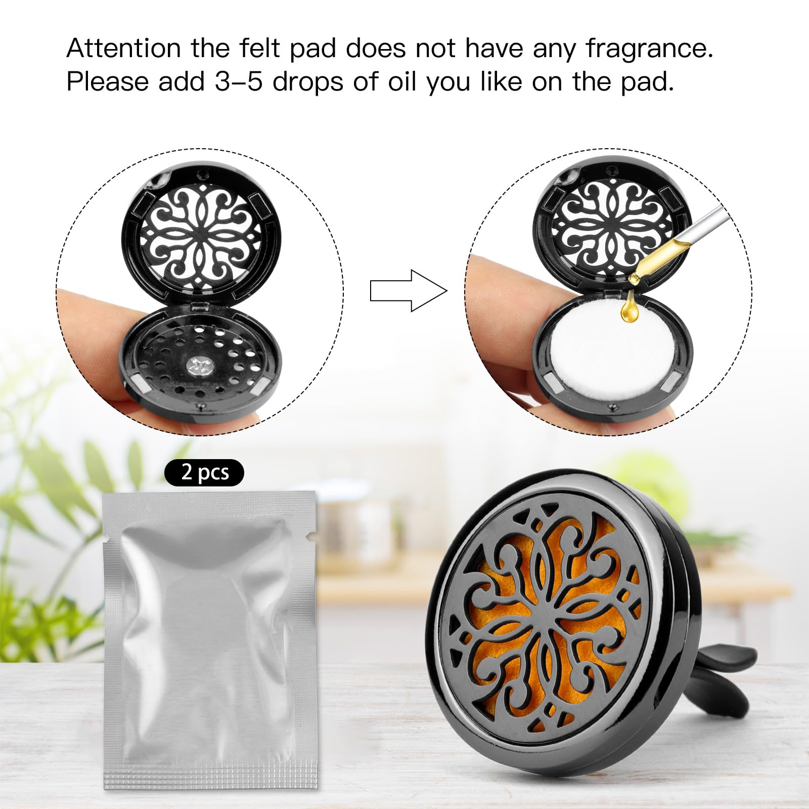 OOTSR Clip Deodorant Diffusore di Oli Essenziali per Aromaterapia per Auto Casa Ufficio