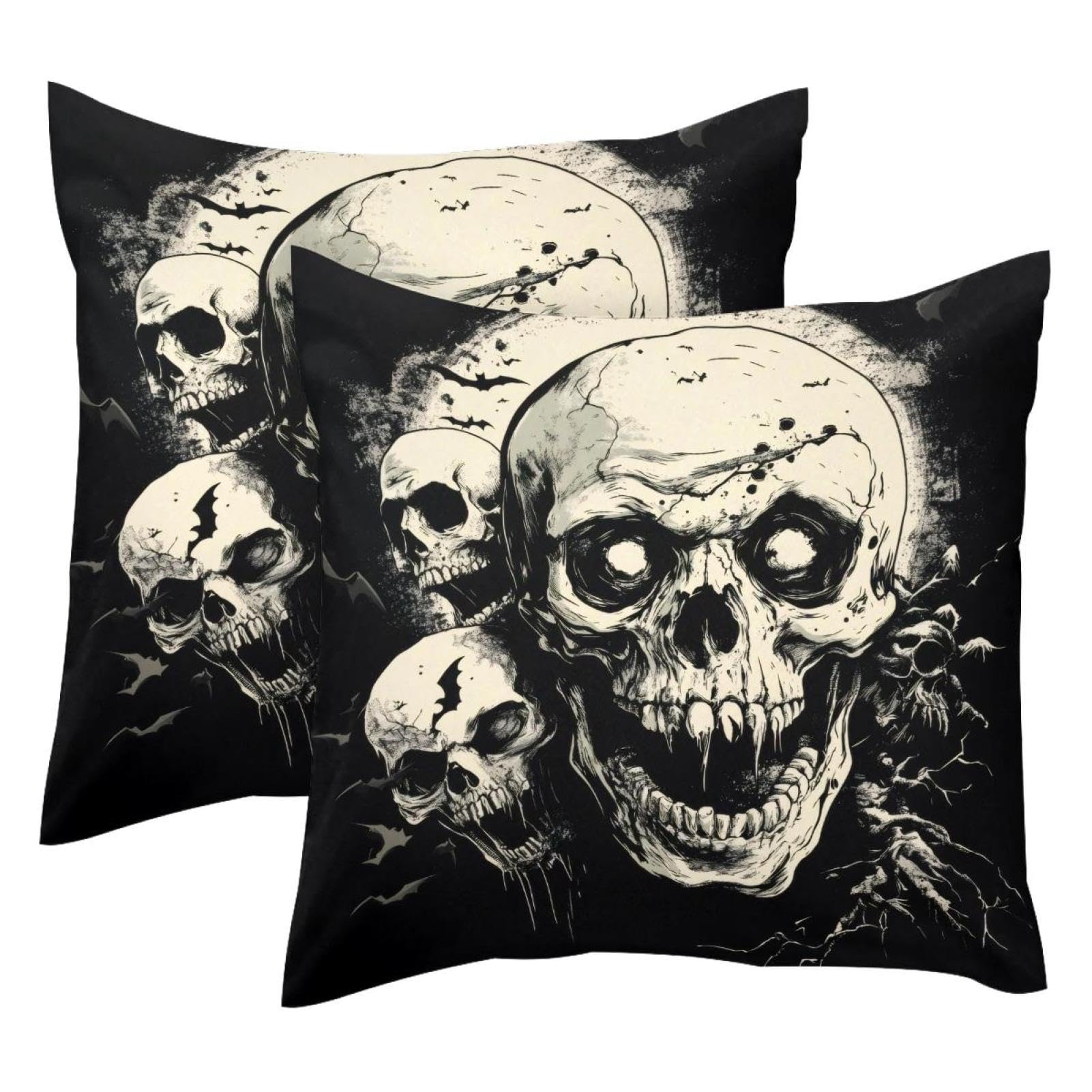 Housse de coussin Halloween velours 50x50 motif zombie taie coussin lit