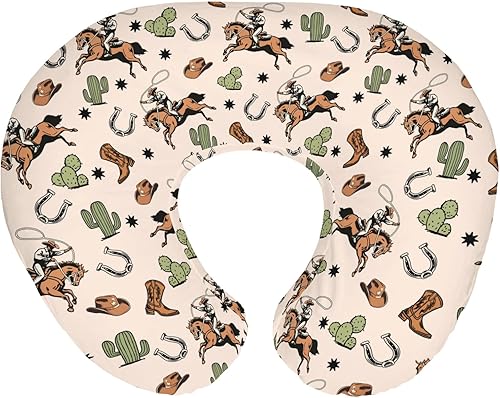 Country Western - Fundas de almohada de lactancia para niños y niñas, con sombrero de vaquero, botas de caballo y cactus, fundas de almohada de