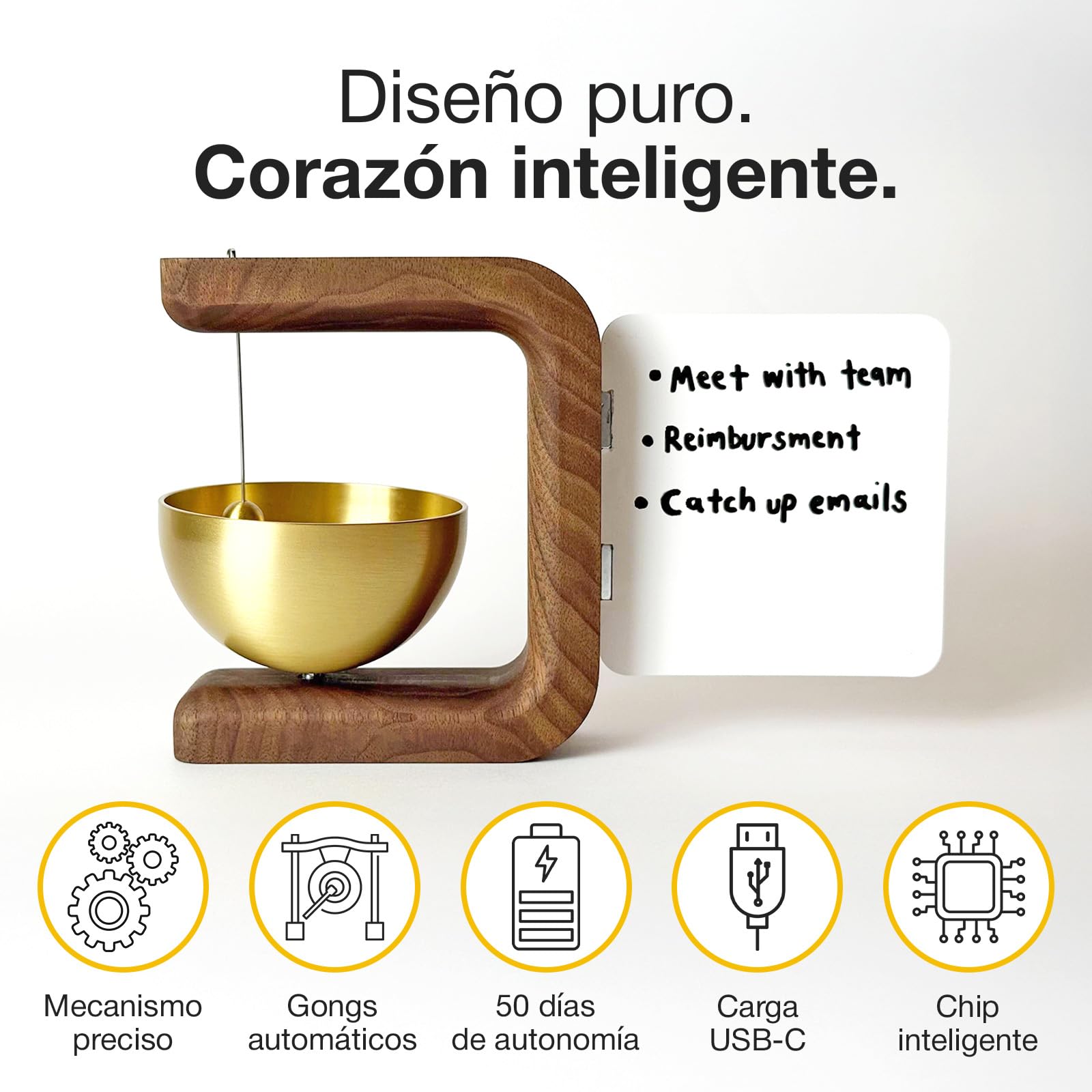 Pro Timer P2 - Elegante Temporizador Pomodoro de Madera - Un Original Temporizador con Pizarra Magnética – Dispositivo de Escritorio de Alta Gama para Concentración, Meditación y Productividad