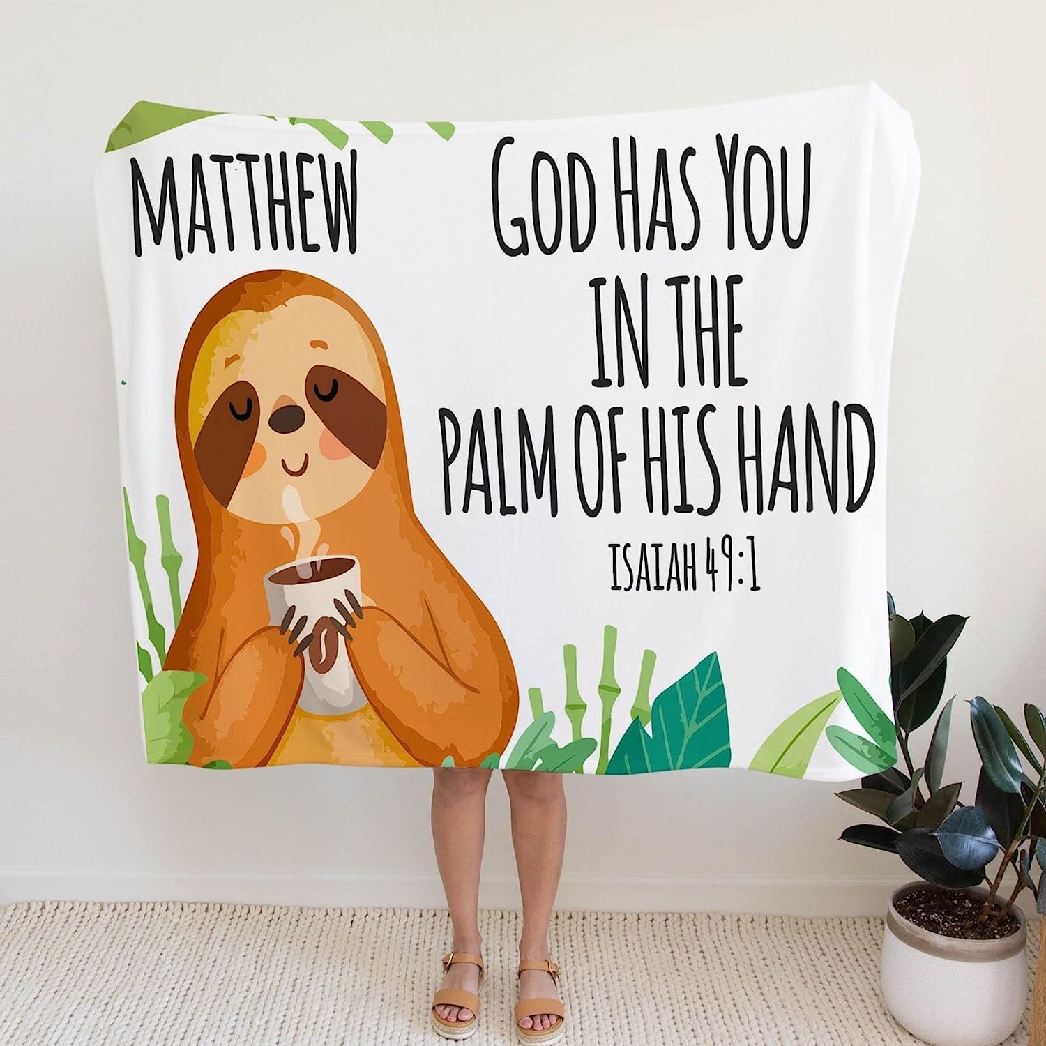 Manta tropical personalizada con nombre de versículo bíblico para niños y niñas, manta de forro polar personalizada para iglesia, manta de forro polar para pastores (60 x 80 pulgadas)