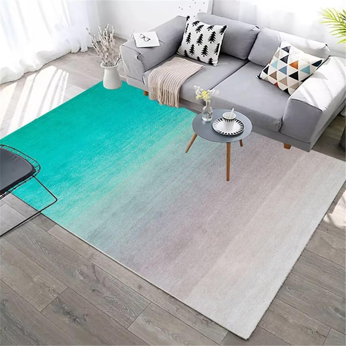 Tapis de bureau lavable moderne gris-bleu 80x200 cm parfait pour protéger le sol