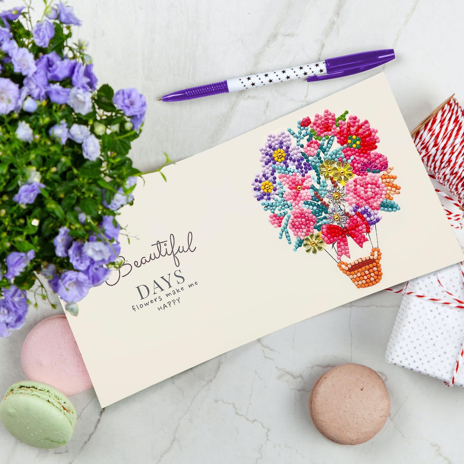 Kit Cartes De Noël 5D Diamond Painting - 8 Pièces Avec Enveloppes, DIY Artisanat