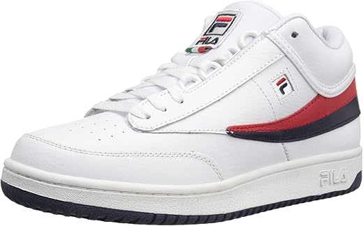 Fila Men's T-1 MID Fashion Sneaker, White Navy Red, 9 M US
