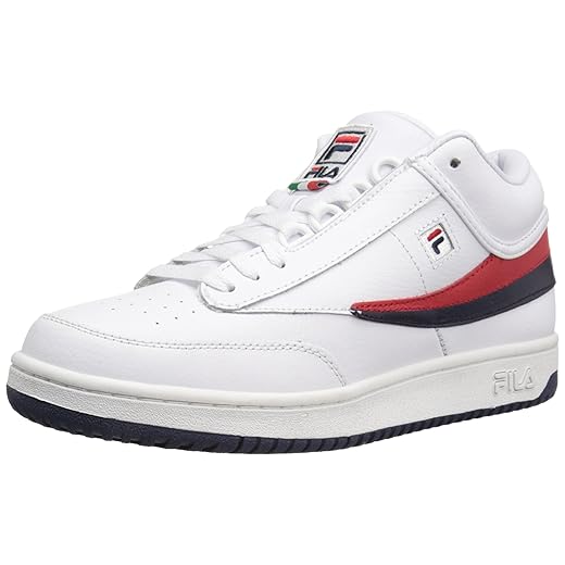Fila Men's T-1 MID Fashion Sneaker, White Navy Red, 9 M US