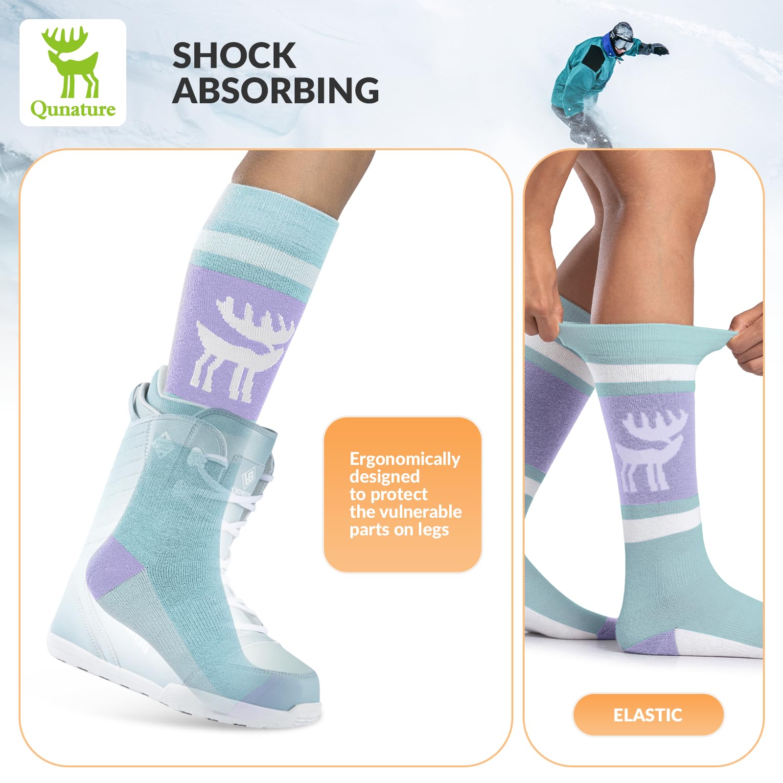Skarpetki Narciarskie Zimowe Skarpety Termiczne Wykonane z Wełny Merynosów 1 Para Skarpety Miękkie i Ciepłe Skarpety do Jazdy na Nartach na Łyżwach Snowboarding Unisex Rozmiar 37-42/43-48