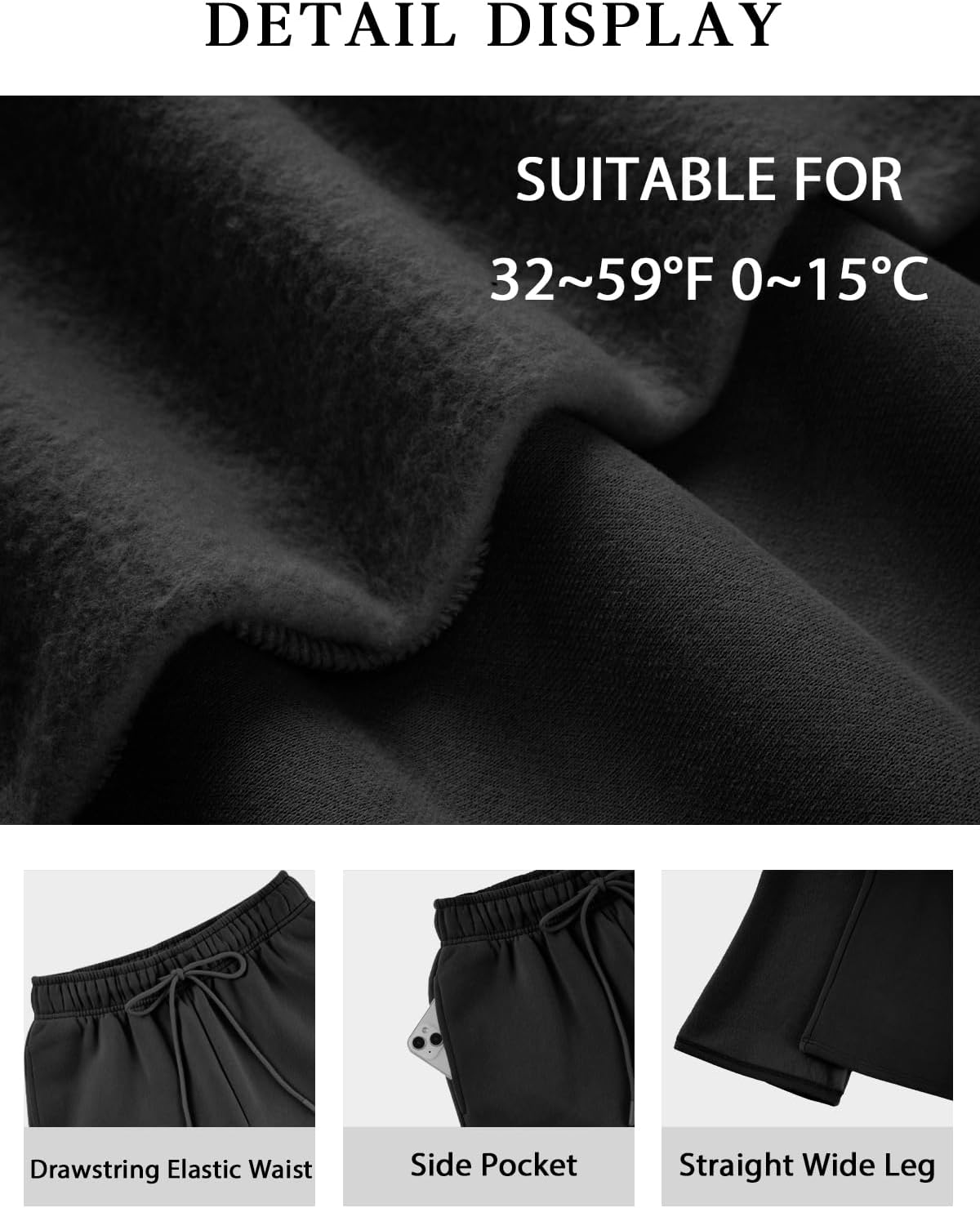 Fleece Sweatpants Women Wide Leg High Waisted Baggy Pants Drawstring Fall Outfits Fashion Teen Girl Athletic Joggers - Image 3