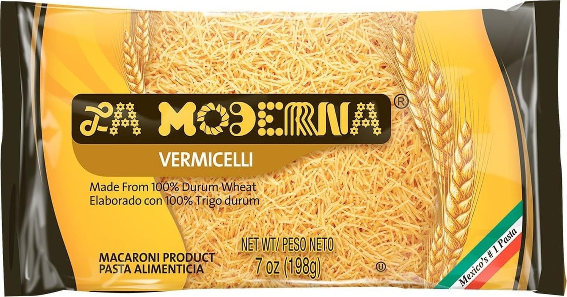 La Moderna Vermicelli Pasta, 7 oz, Pack of 1 | Thin vermicelli for classic soups and family meals; semolina and durum flour; Non-GMO; kosher