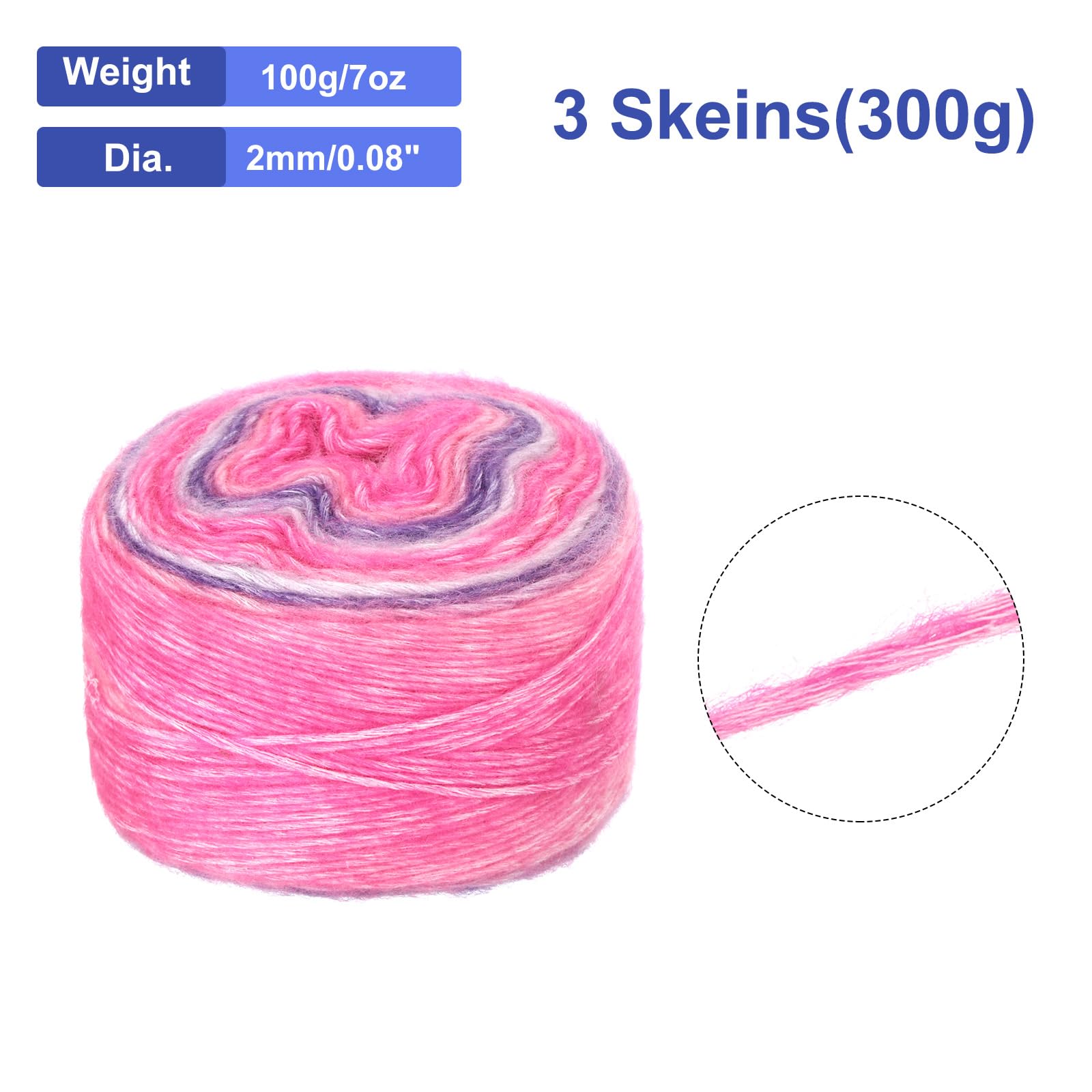 uxcell 3Pcs 100g Gradient Cake Cotton Yarns - Image 2