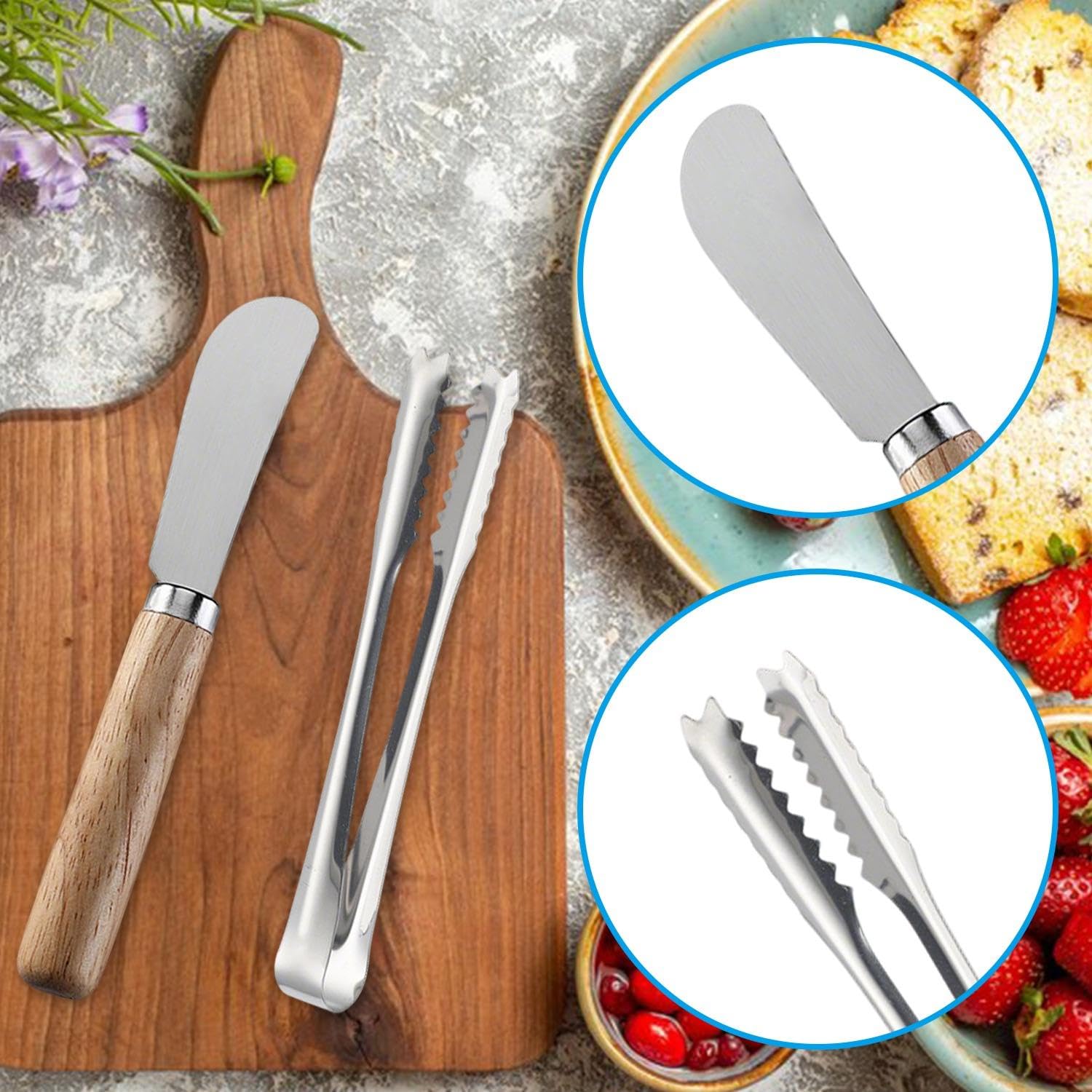 2 Piezas De Cuchillo De Mantequilla De Acero Inoxidable, 2 Piezas, Cuchillo De Queso De Mango De Madera, Cuchillo De Queso Doméstico, Herramienta De Corte De Cubos De Hielo, Requisito De Cocina.