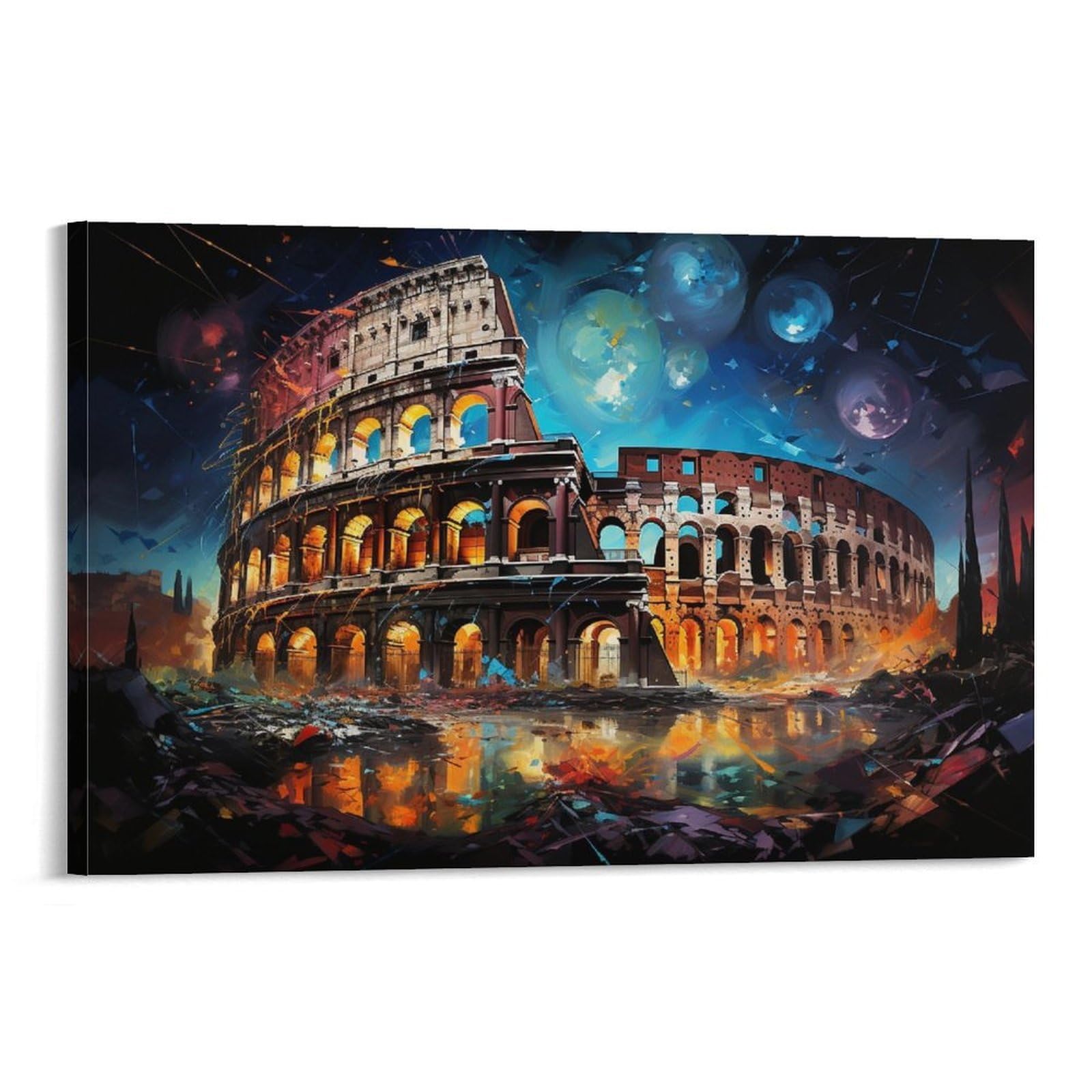 CPLVKWRQJ Bright Magical Colorful 1 Piece Colosseum Cosmic Night Art Wall Art Pieces - Nursery Canvas Wall Hanging Space Saving Ready to Hang Decor 20x30inch(50x75cm)