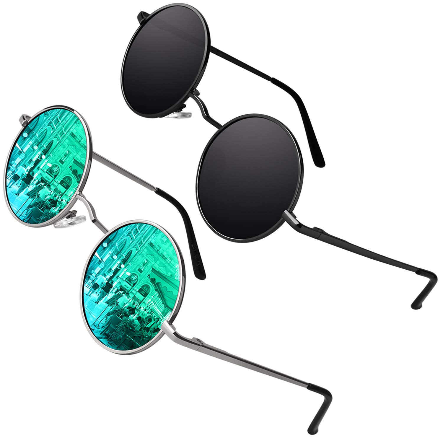 Retro Round Circle Steampunk Sunglasses Polarized Metal Alloy for Women Men MTS2