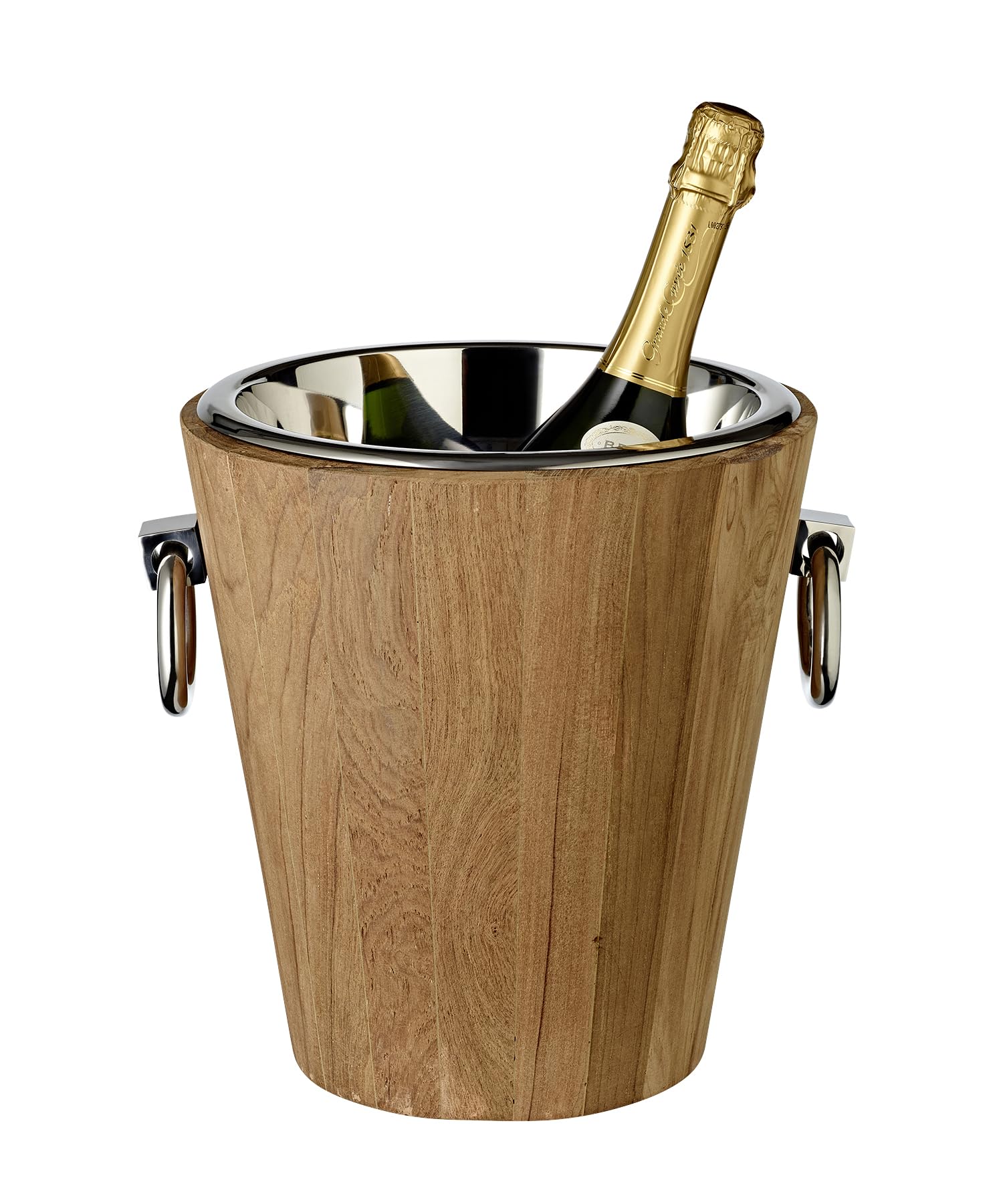 EDZARD Weinkühler St. Tropez (Höhe 32 cm, Ø 26 cm), Teakholz, innen Edelstahl, recyceltes Teak Holz