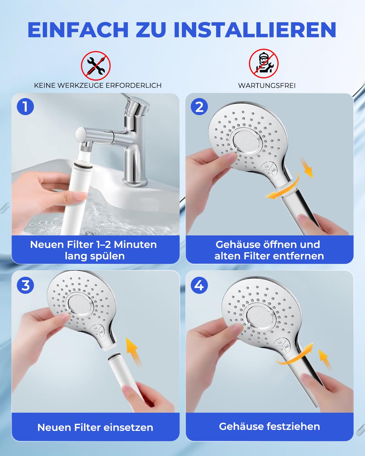 Juego de 4 filtros de agua para ducha compatibles con ducha de mano Cobbe, elimina la clorina, reduce la piel seca y mejora la calidad del cabello, cartucho de agua dura