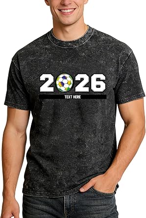 Custom4U Custom Soccer Cup T-Shirt Washed Jersey 2026 Football Event Fan Gear Gift Personalized Soccer Tshirt Made in the USA