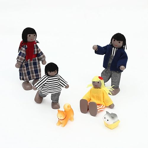 Miniatura 3 de ONEST Juego de 10 piezas de casa de muñecas de madera para la familia, mini figuras de personas, muñecas de casa de muñecas, muñecas de madera,