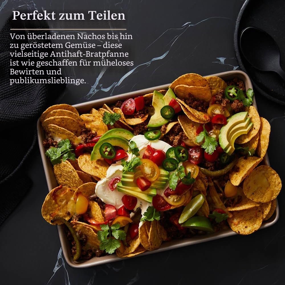 Stanley Rogers Ceramabake Gesunde Antihaft-Keramik-Backform, Ofenblech, Backen ohne PFAS, PTFE, PFOS, PFOA, Cadmium und Blei, optimal für geröstetes Gemüse, Nachos und tägliches Kochen, 32 x 23 x 3 cm