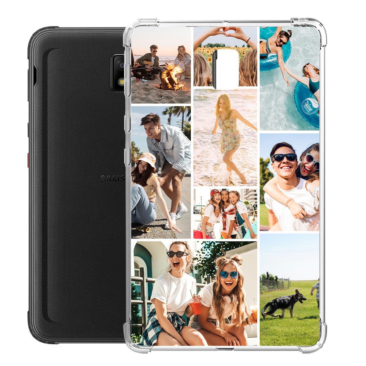 Customize Case for Samsung Galaxy Tab Active3 8.0-inch 2020 SM-T577/T575/T570 Personalized Gift for Men Women Custom Photo Collage Shockproof Cover Slim Lightweight Transparent Protective Shell