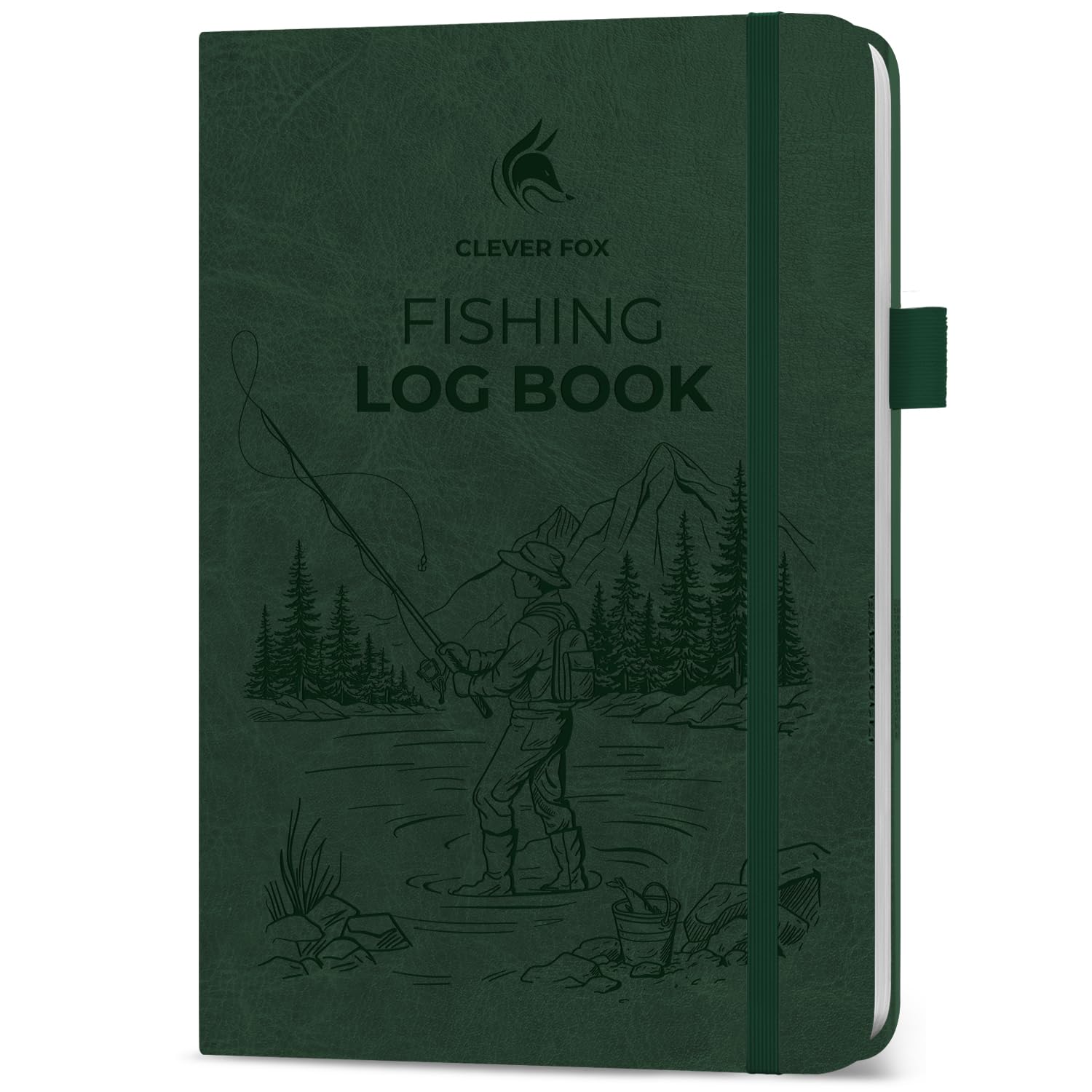 Clever Fox Clever Fox Fishing Log Book – Hardcover Fishing Journal Log Book to Record Trips, Catches & Memories – Fish-Themed Gift for Fisherman Men, Women & Kids – Fishermen Stuff & Essentials (Dark Green)