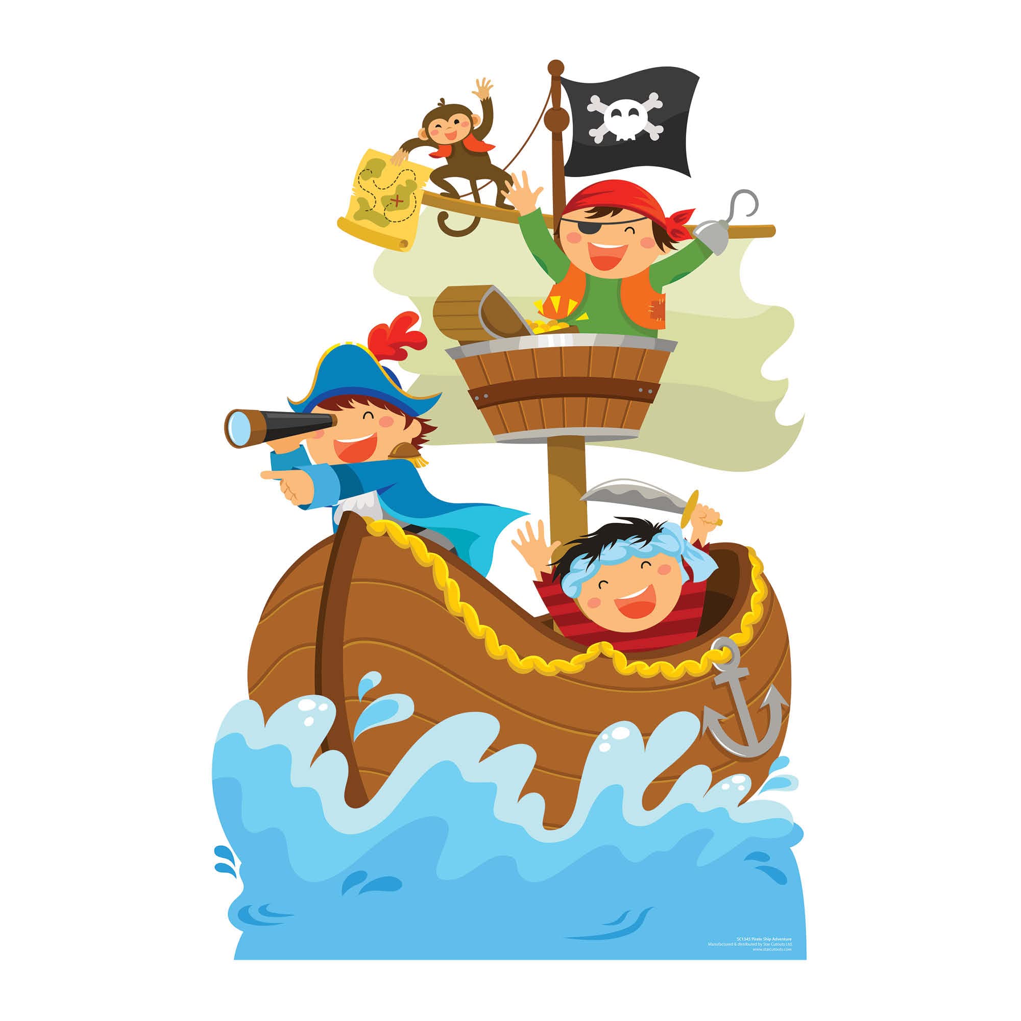 STAR CUTOUTS SC1345 Pirate Ship Adventure Star Mini Cardboard Cutout – Fun Nautical Display for Fans, Kids’ Rooms, Parties & Collections 89cm