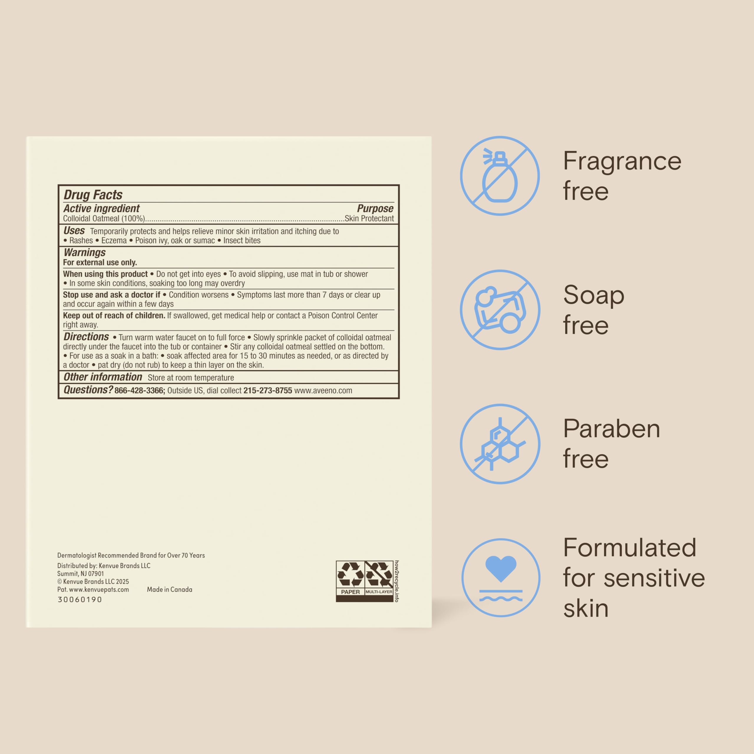 Aveeno Fragrance Free Soothing Bath Treatment 8-Count