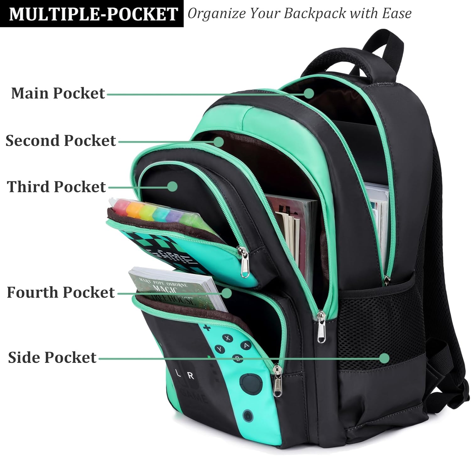 JIANYA School Backpack for Boys and Girls Elementary Children's School Bag Kids Backpack with Lunch Box - Image 3